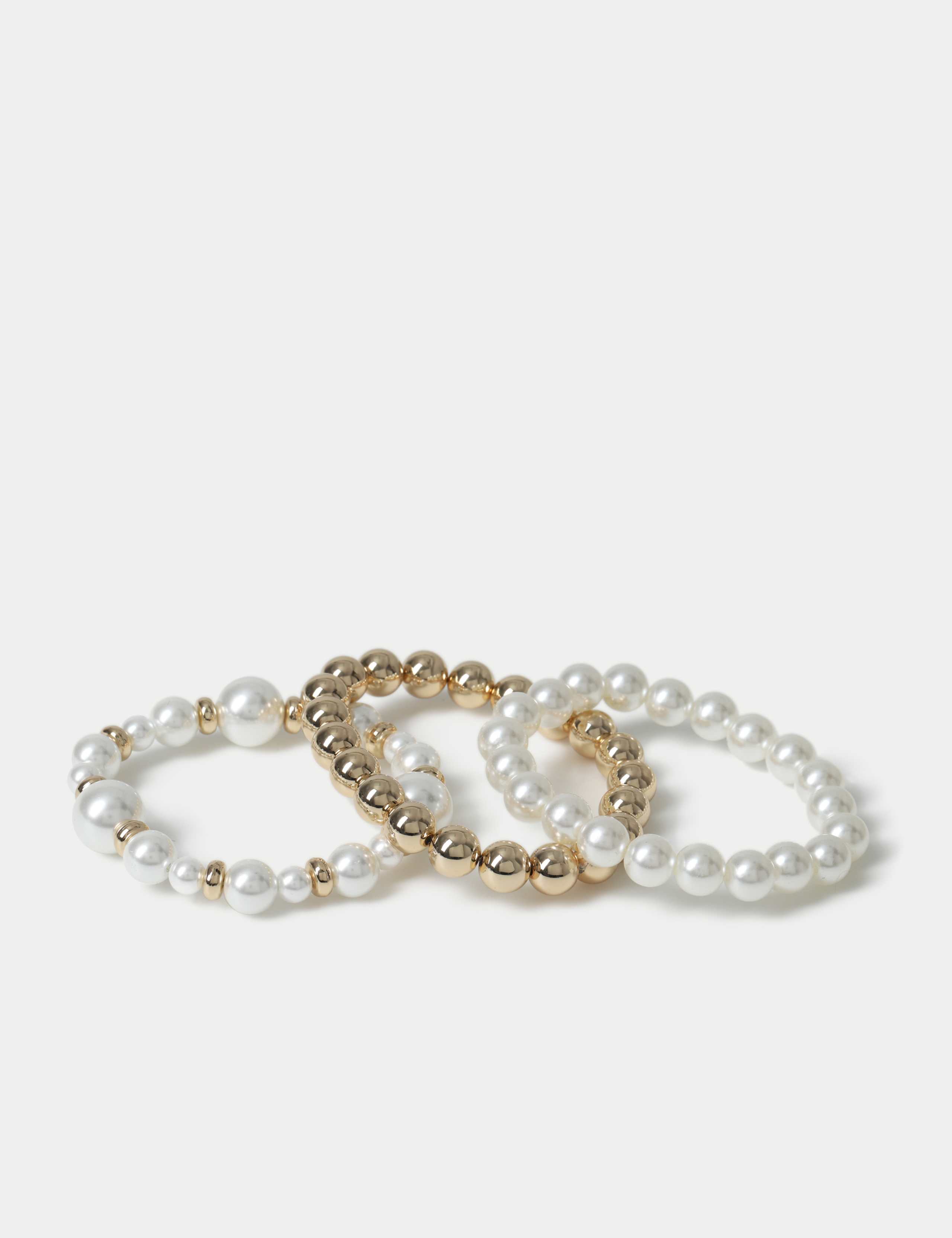 3 Pack Pearl and Ball Stretch Bracelet