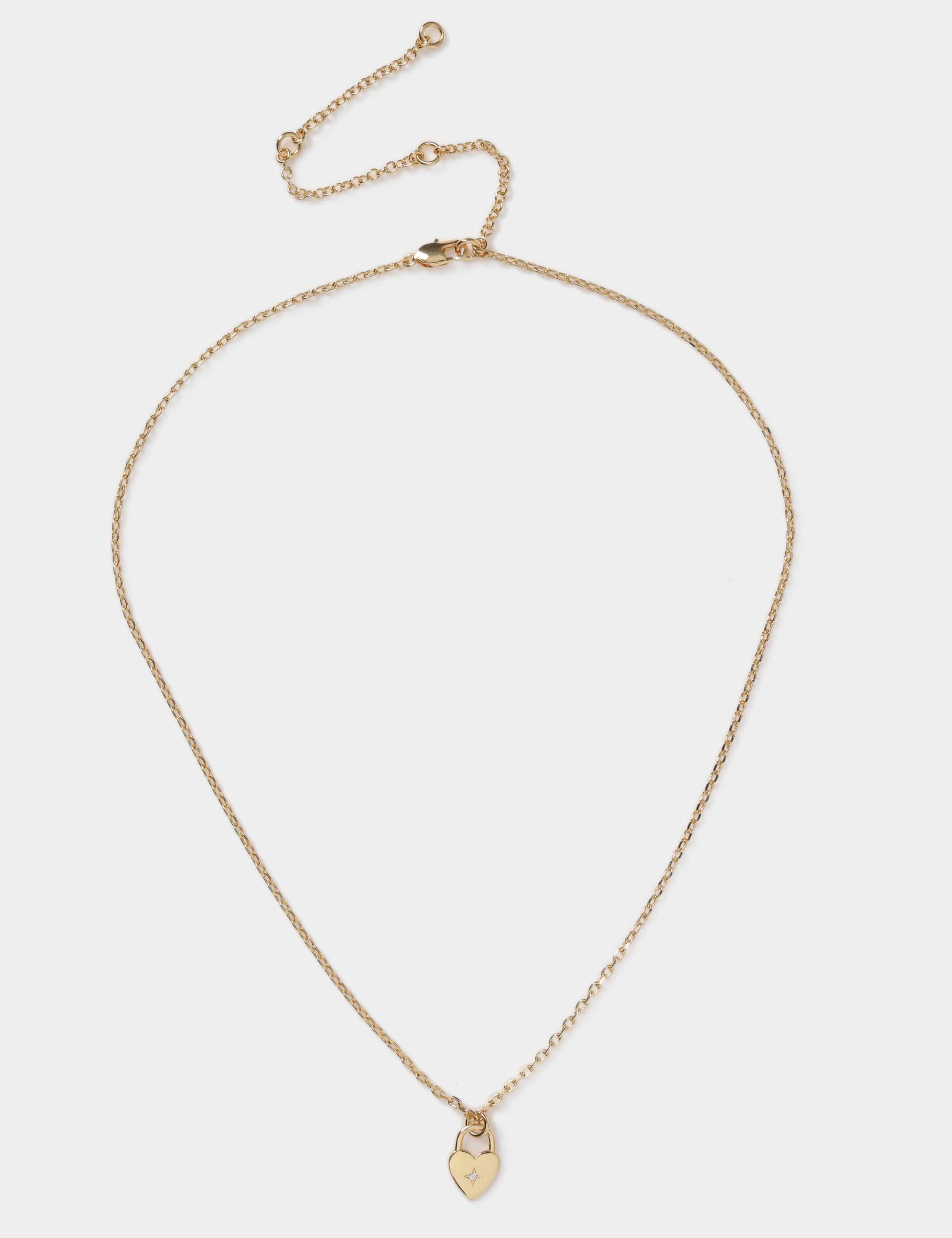 14ct Gold Plated Cubic Zirconia Heart Pendant Necklace