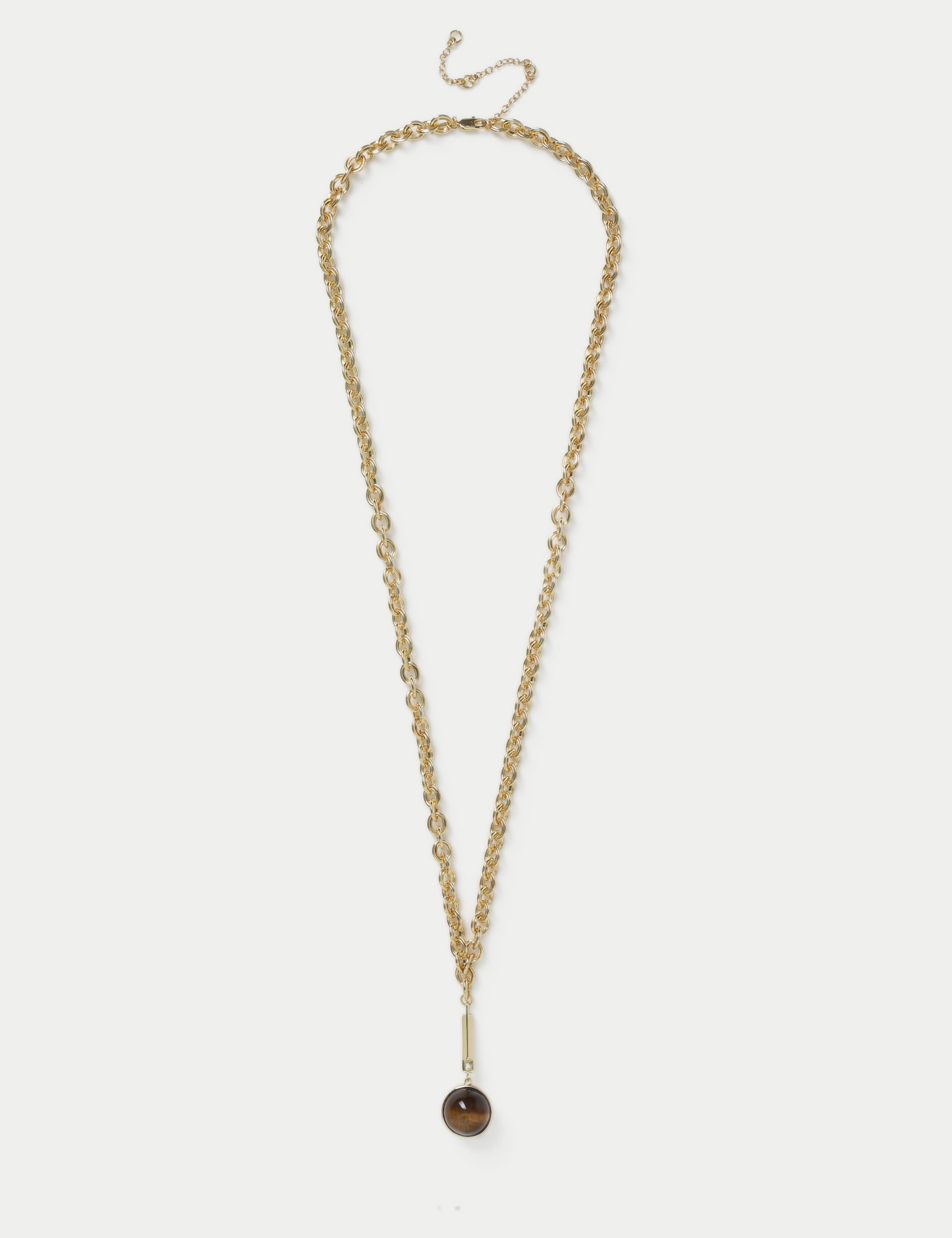 Autograph Natural Stone Long Pendant Nec