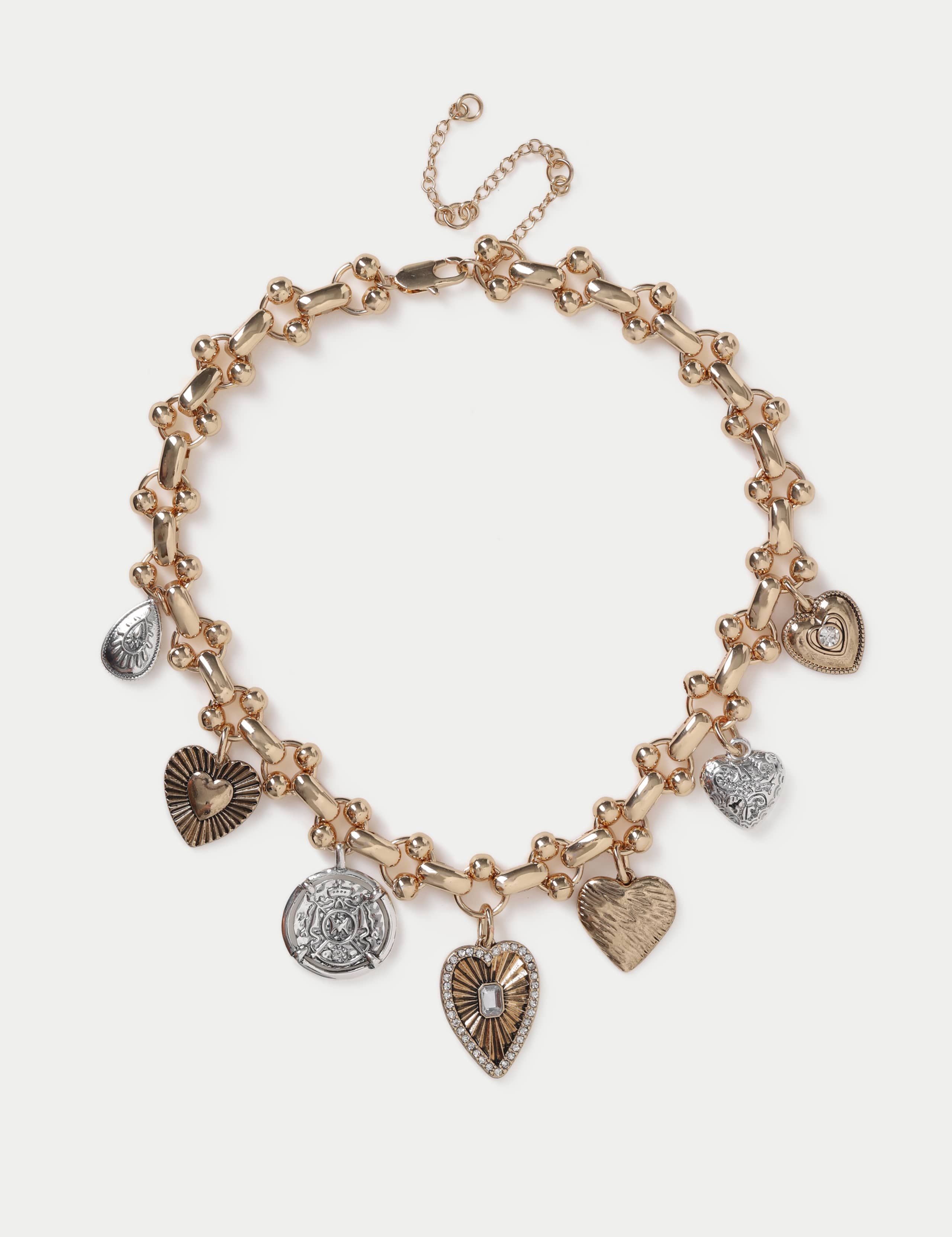 Heart and Coin Charm Necklace