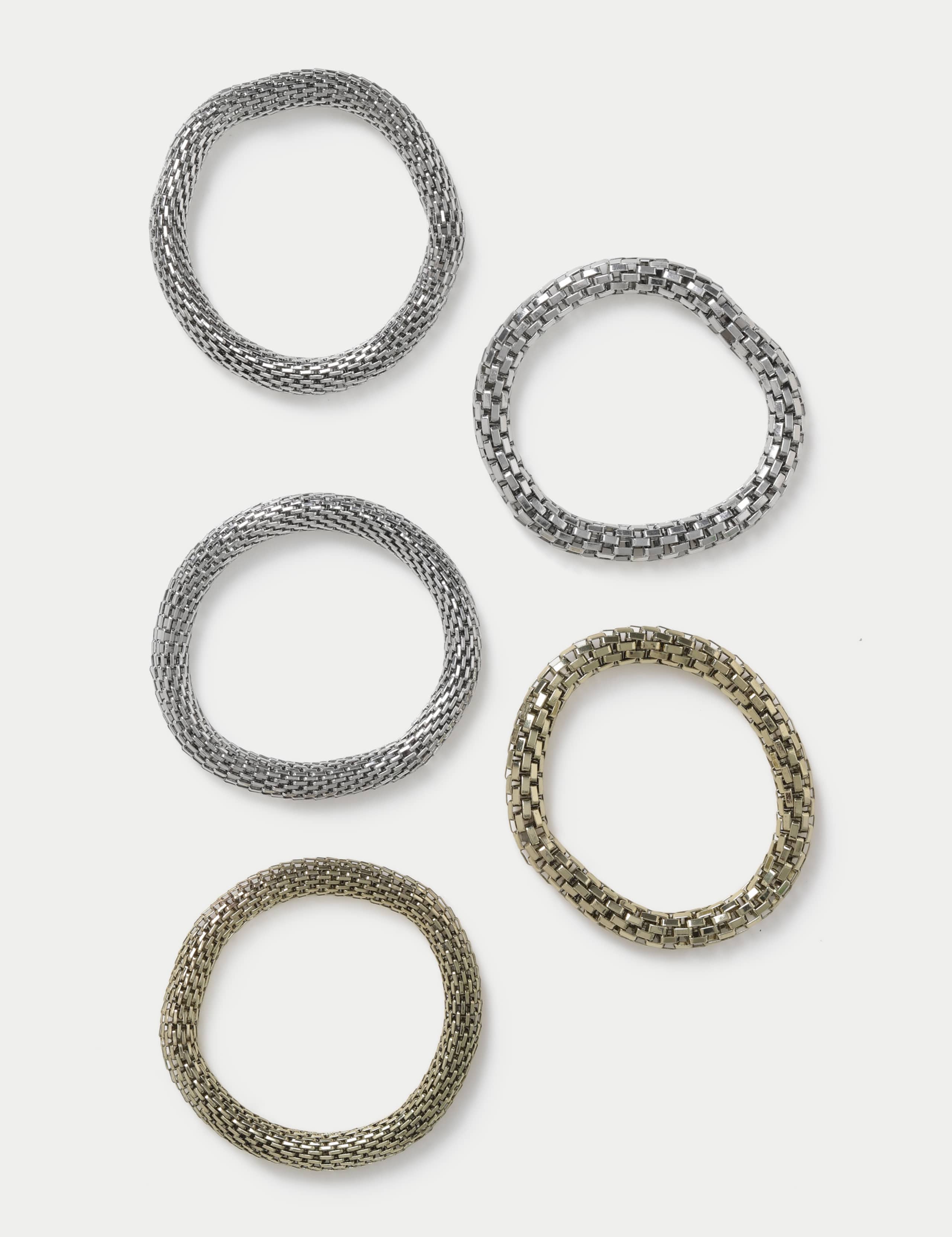 5 Pack Mixed Metal Stretch Bracelets