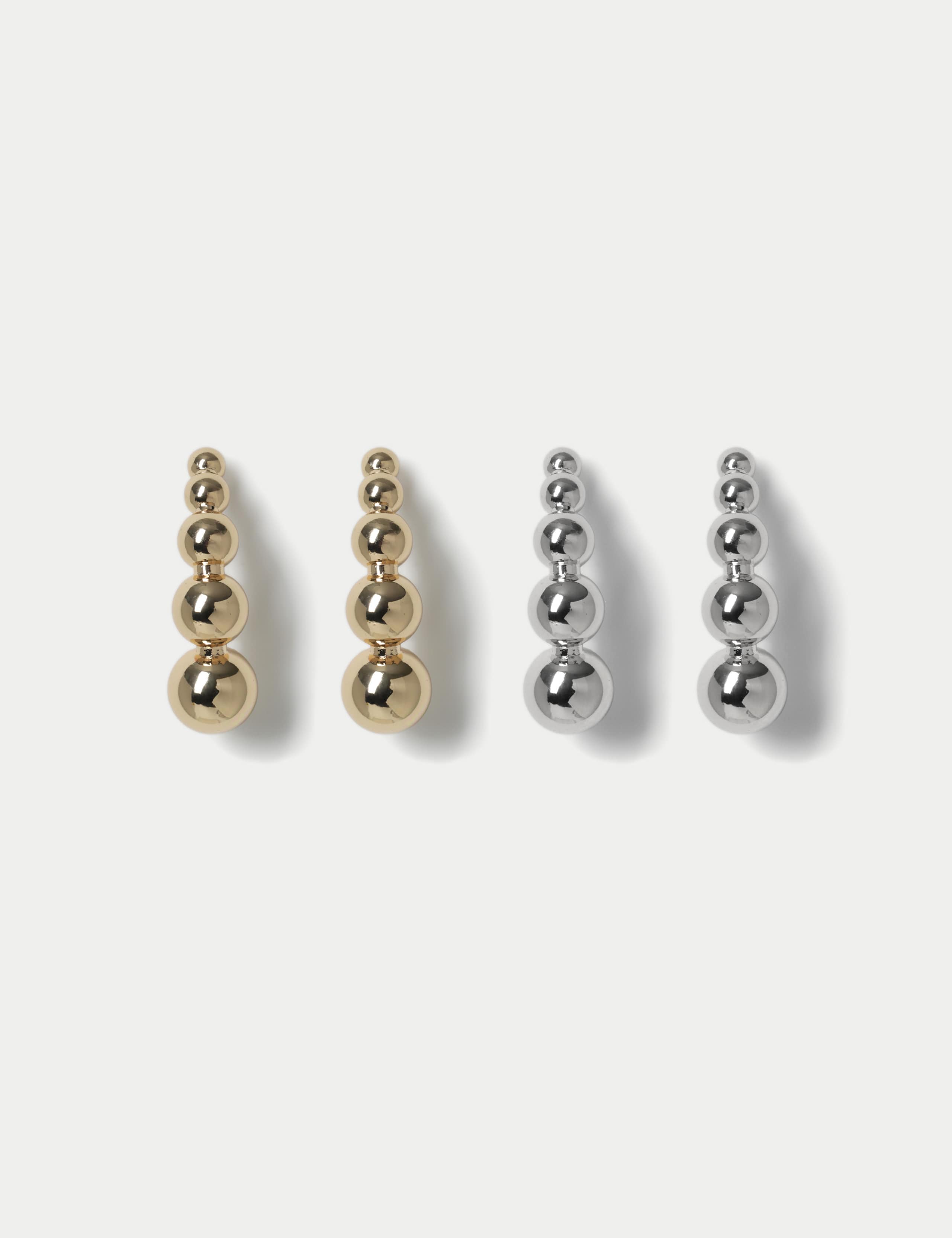 2 Pack Sphere Elongated Drop Earrings Set