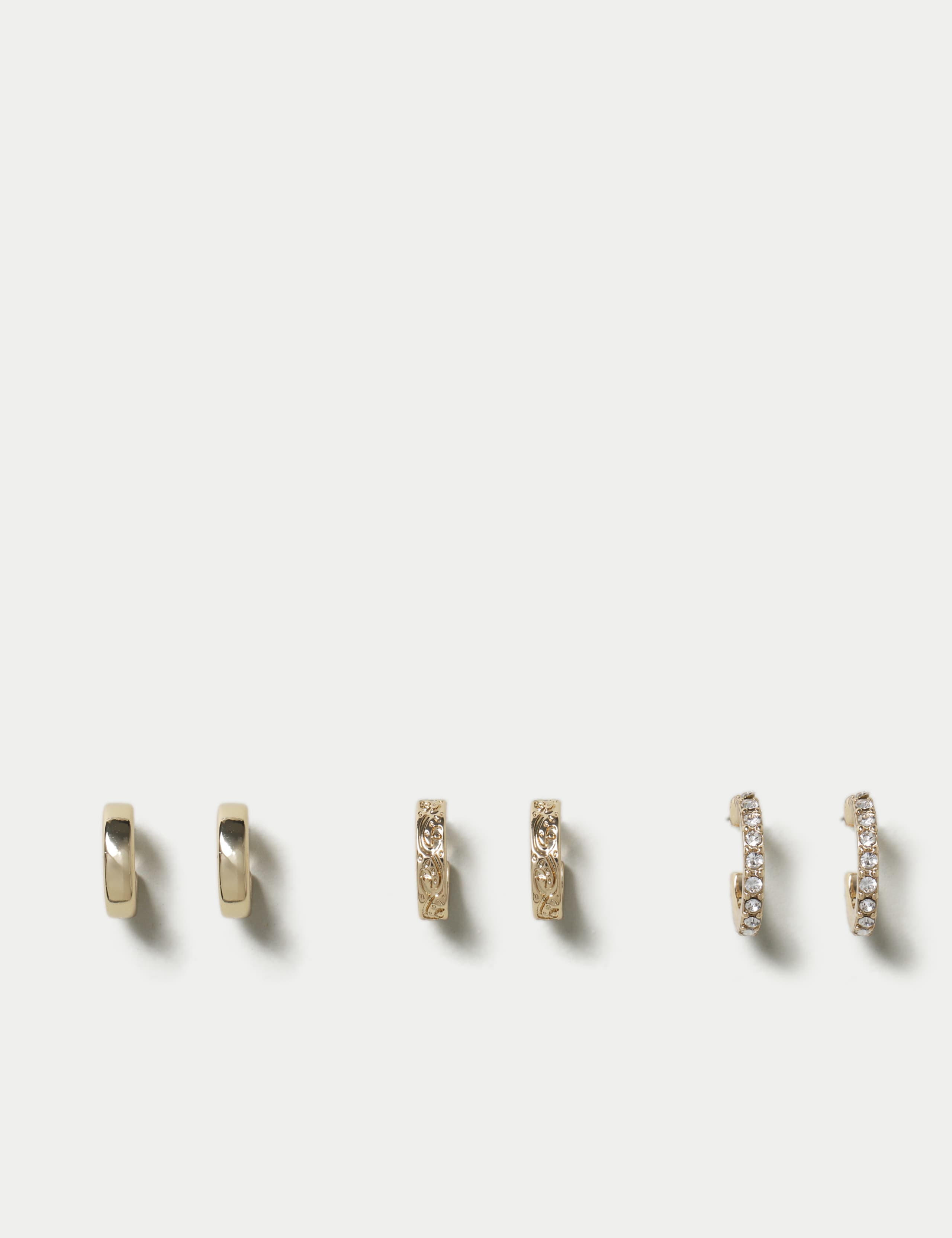 3 Pack Gold Tone Texture Earring Pack