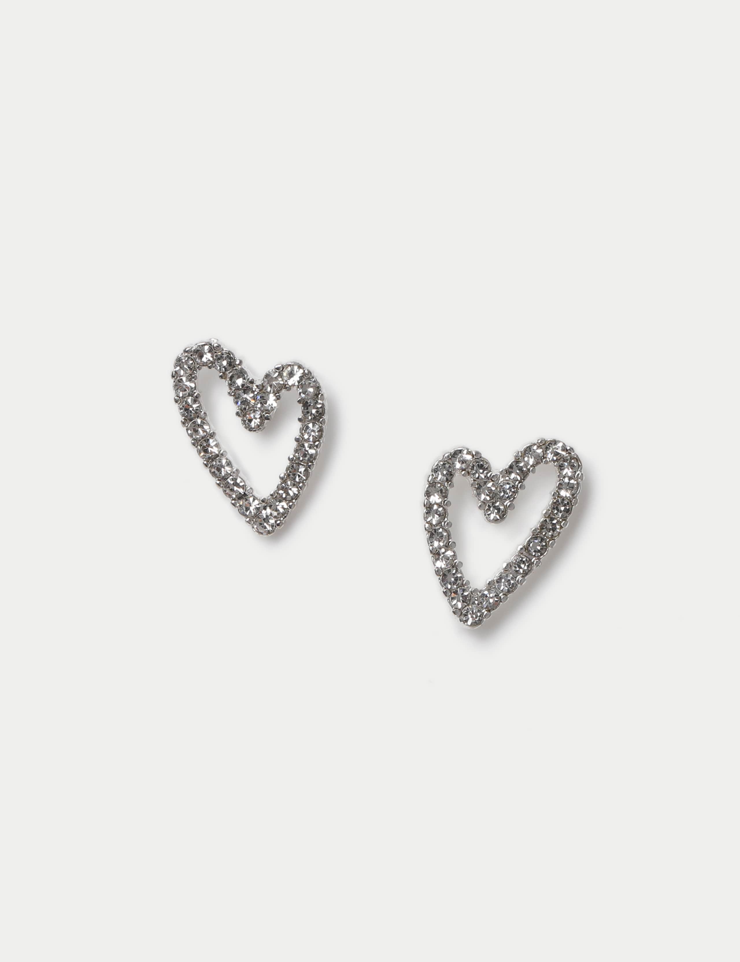 Rhinestonr Heart Stud Earrings