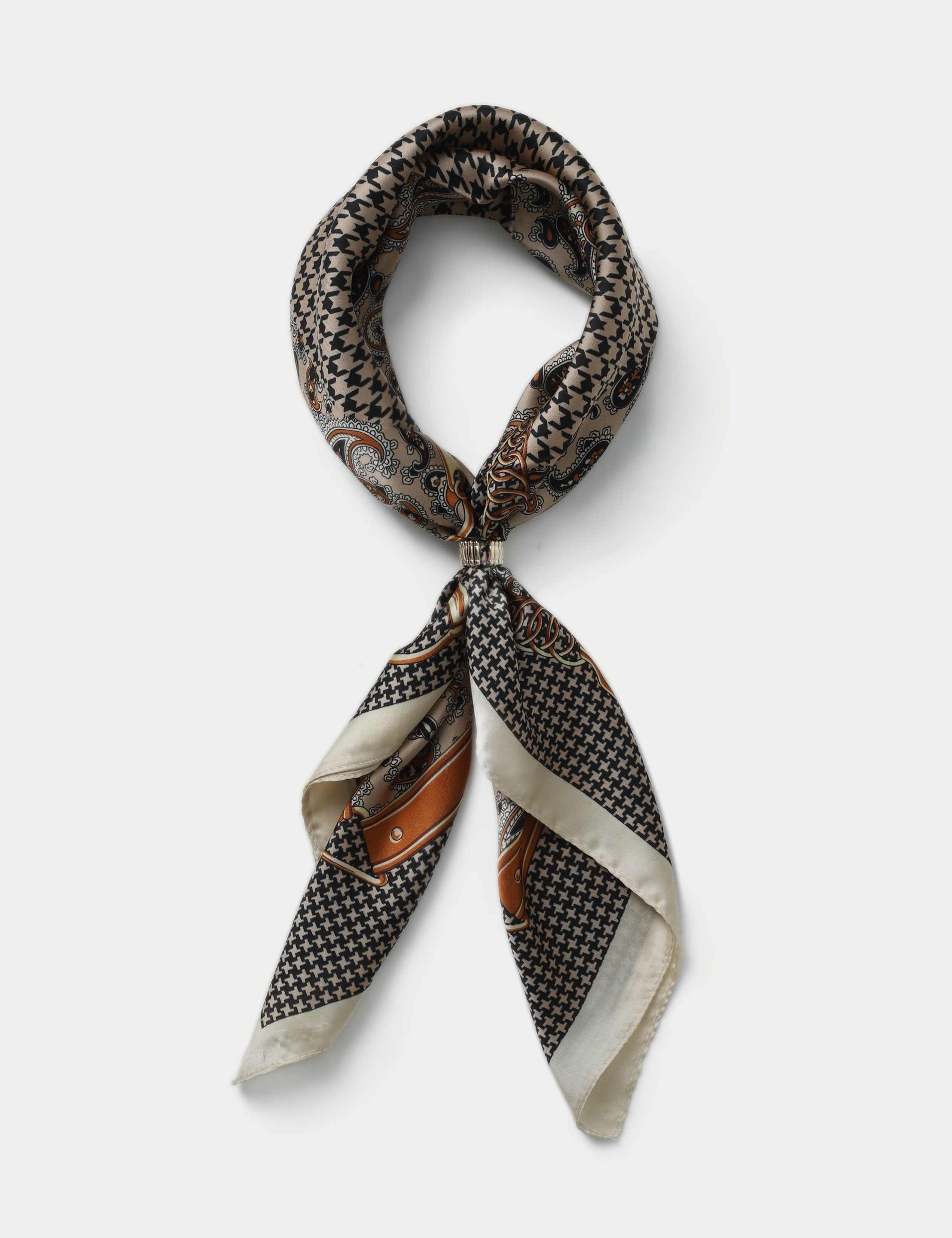 Beige Black Paisley Scarf