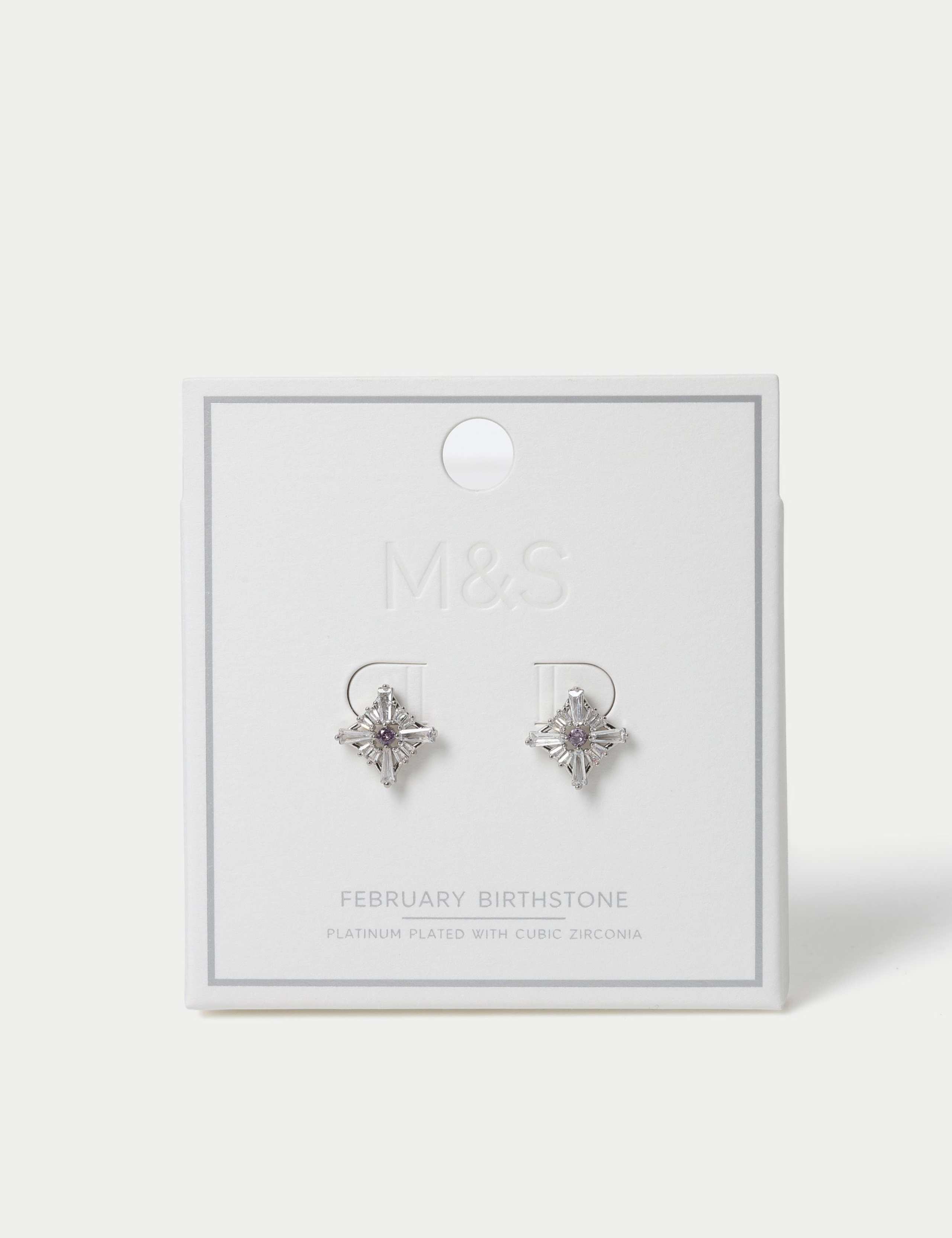 Platinum Plated Cubic Zirconia Birthstone Earrings