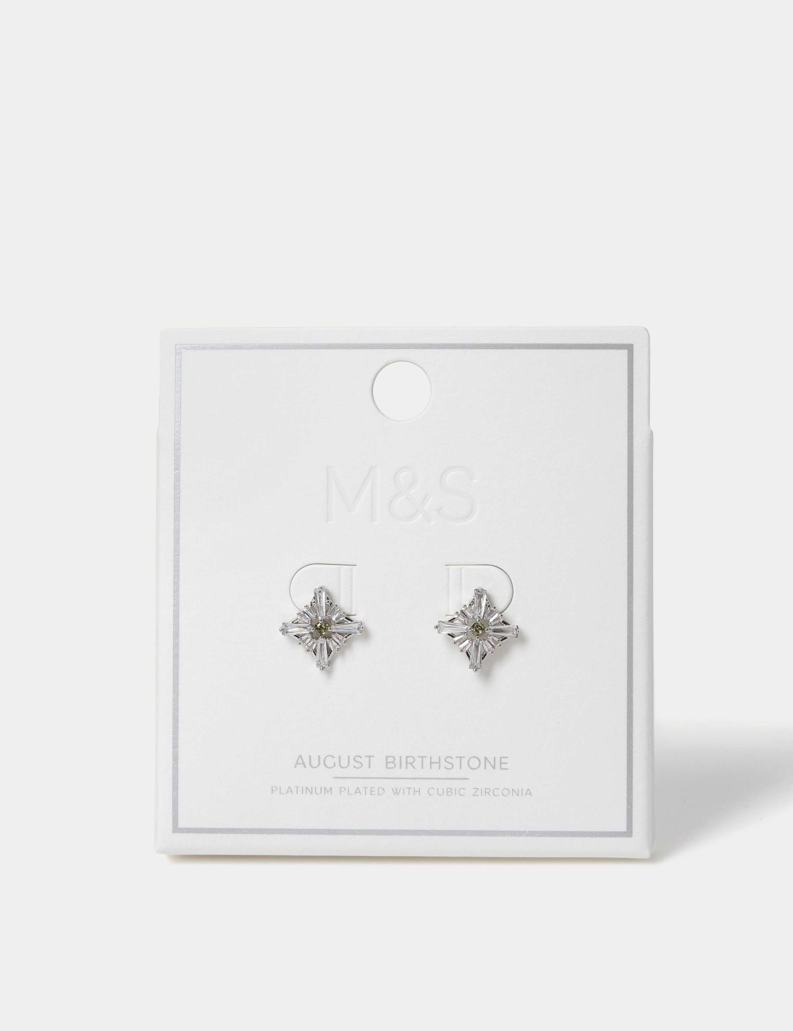 Platinum Plated Cubic Zirconia Birthstone Earrings