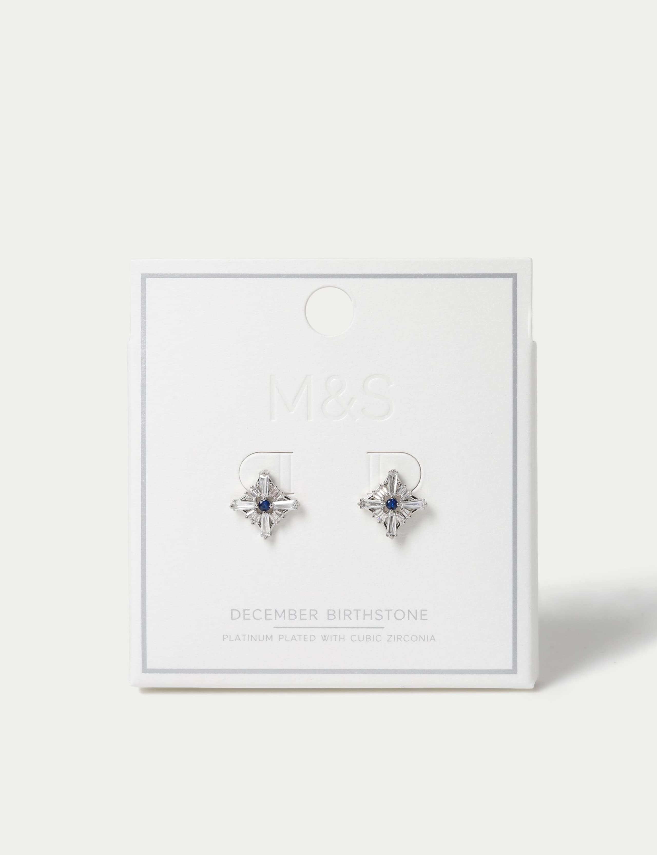 Platinum Plated Cubic Zirconia Birthstone Earrings