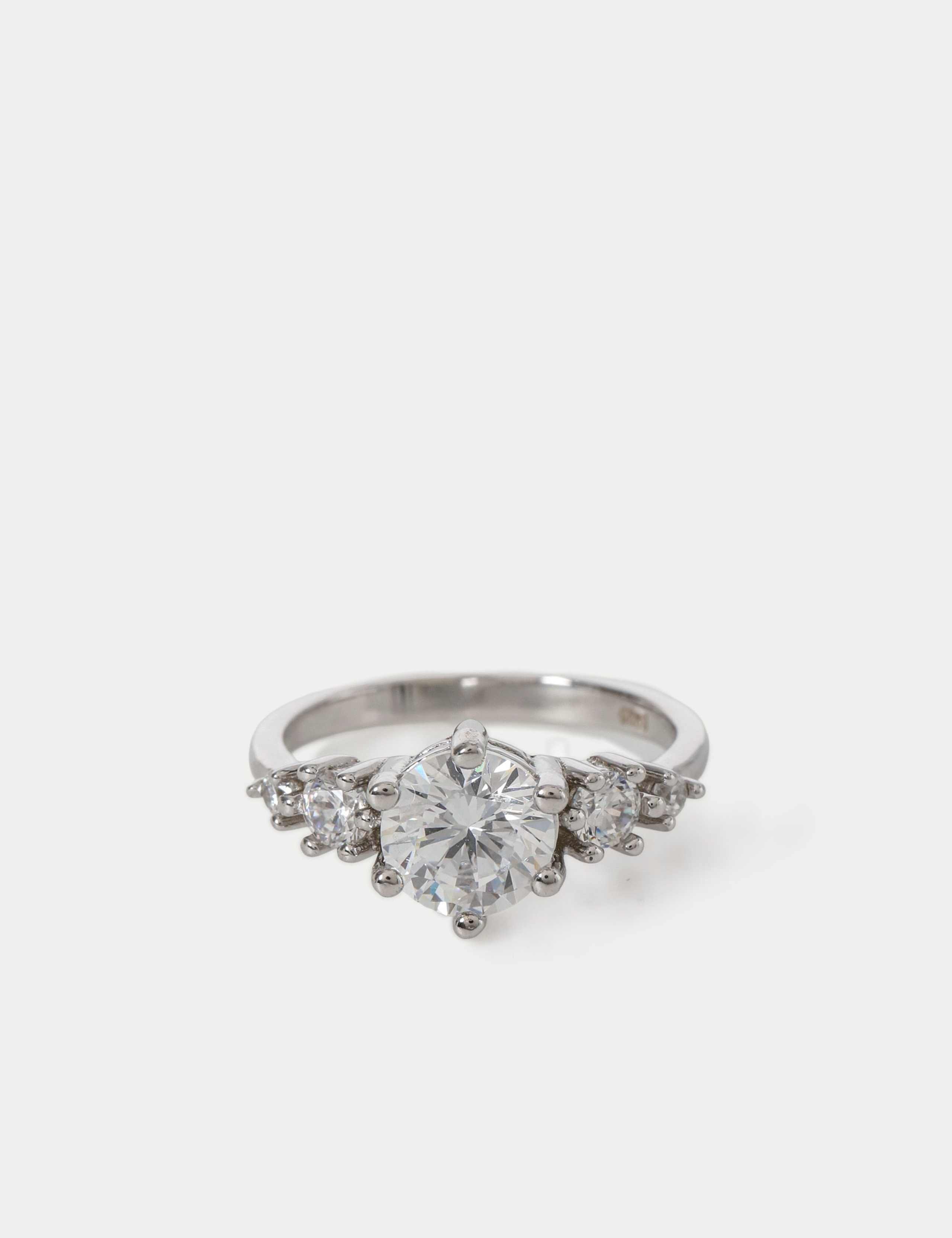 Platinum Cubic Zirconia Cocktail Ring