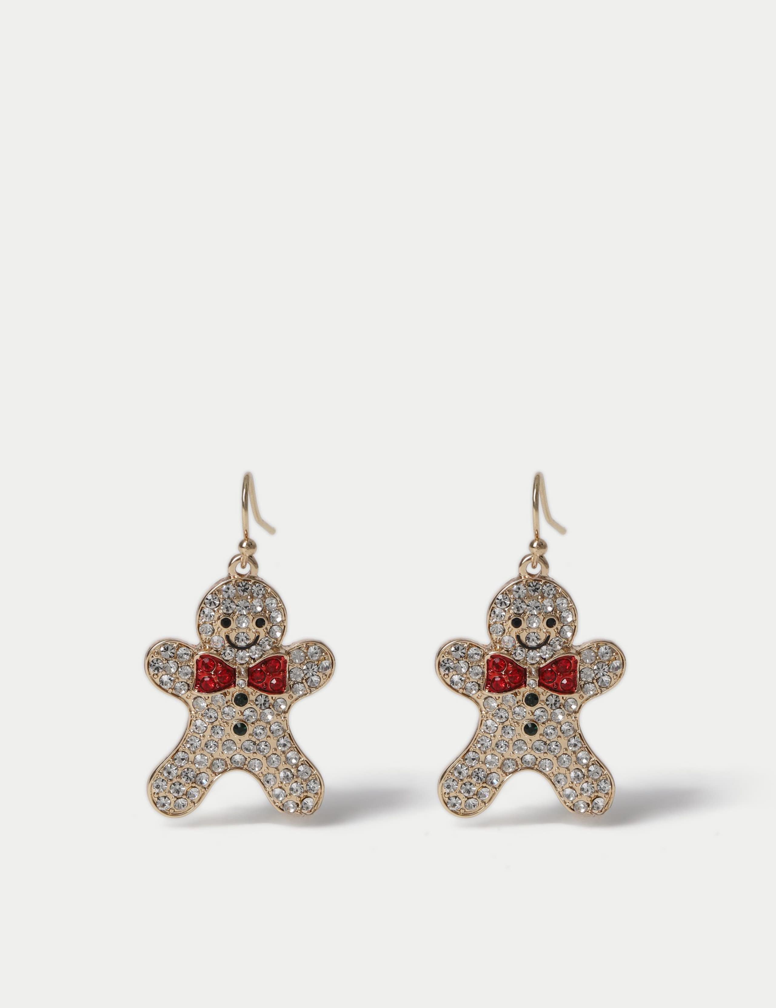 Rhinestone Gingerbread Drop Earrings