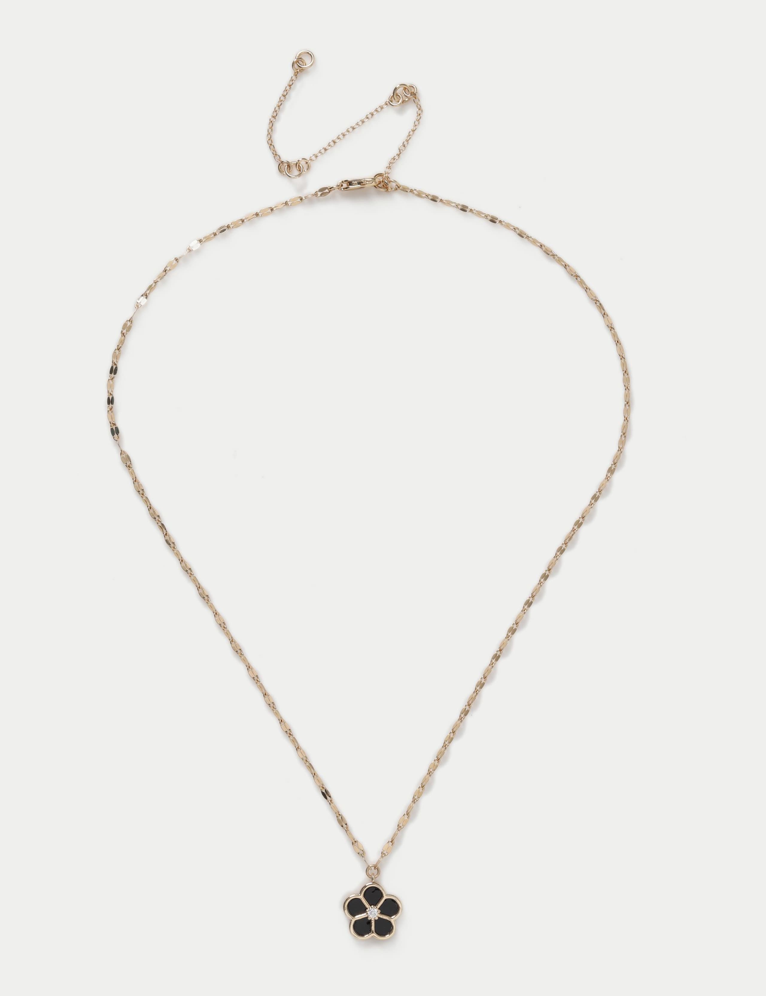 Black Enamel Flower Necklace