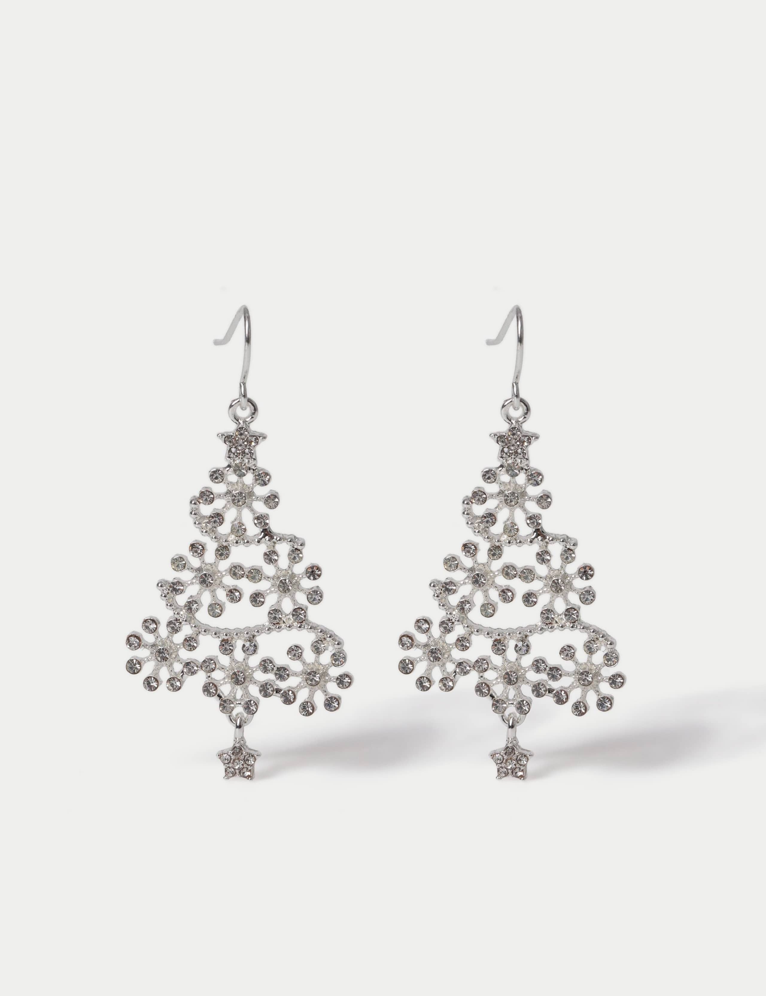 Rhinestone Christmas Tree Drop Earrings