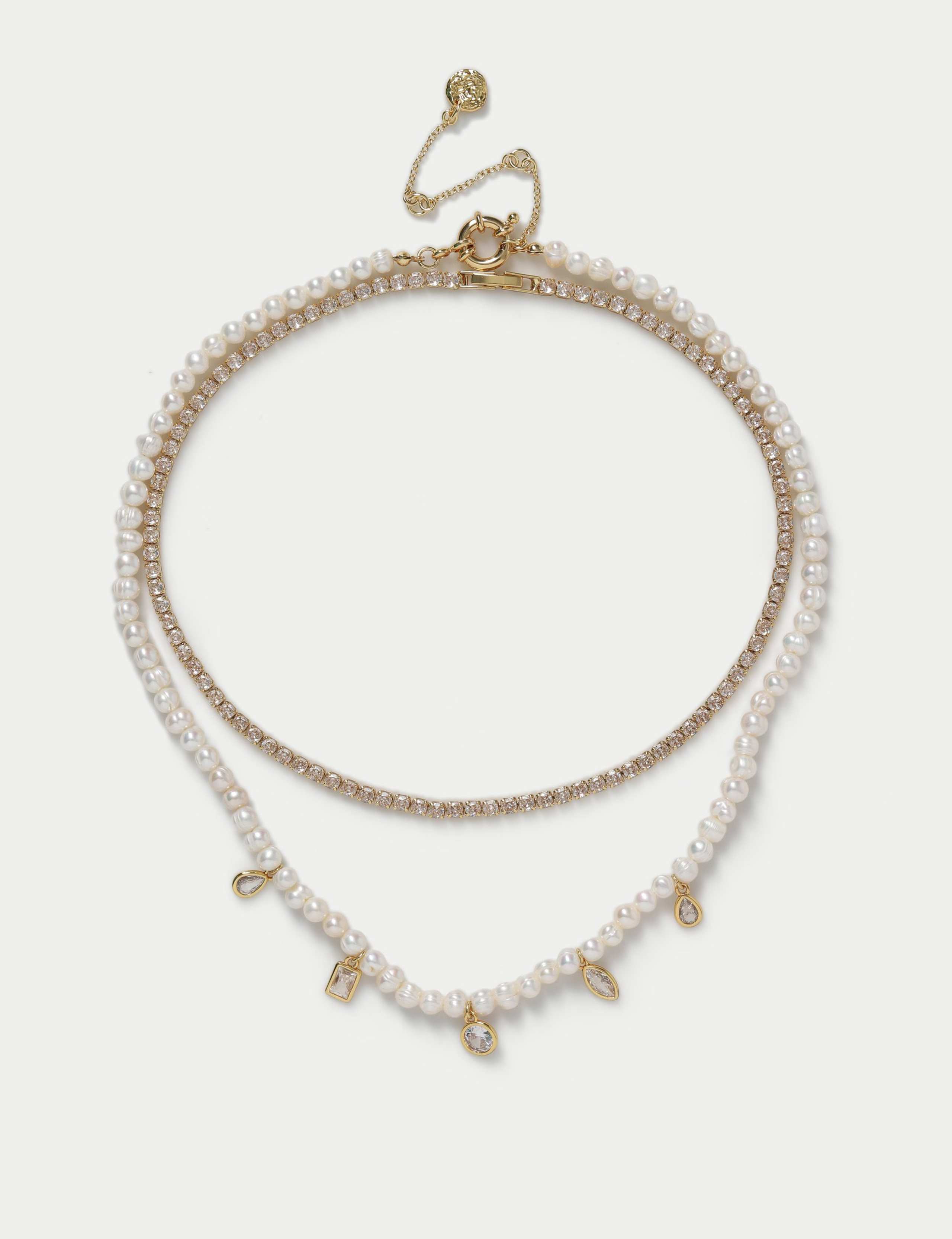 18k Gold Plated Multirow Necklace