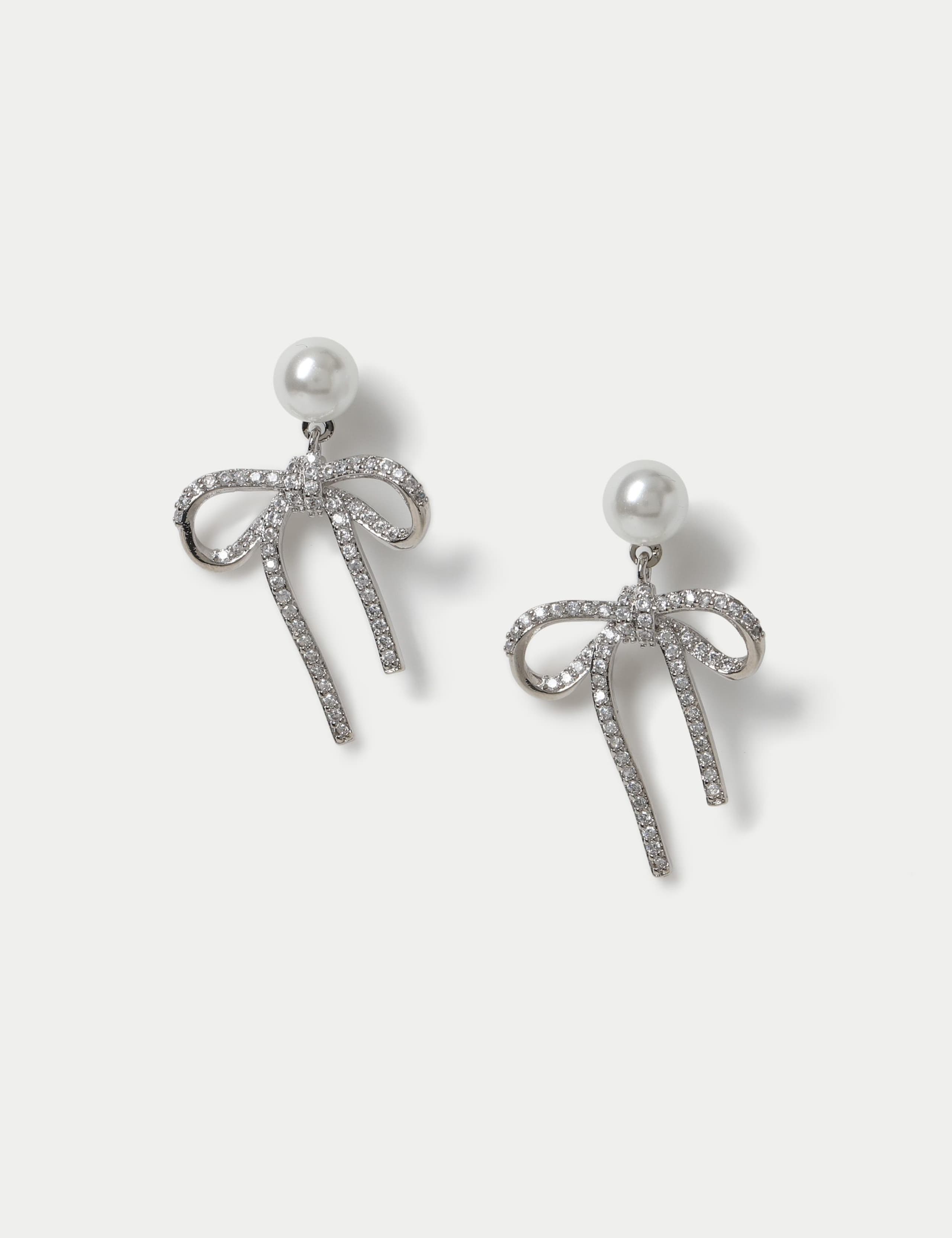 Cubic Zirconia Bow Earrings