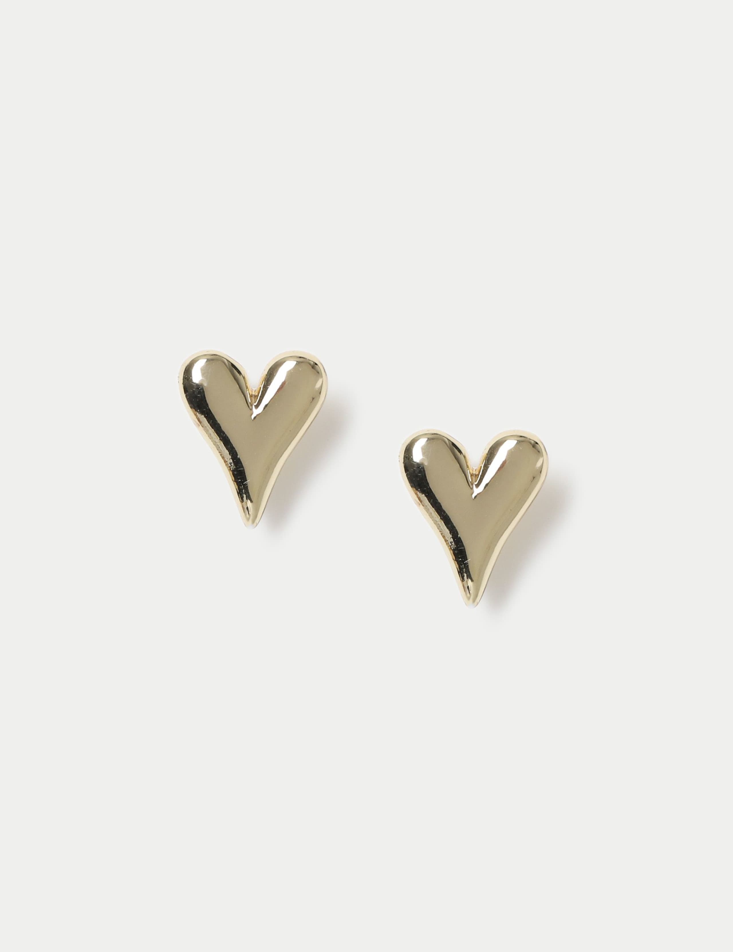 14ct Gold Plated Heart Stud Earrings