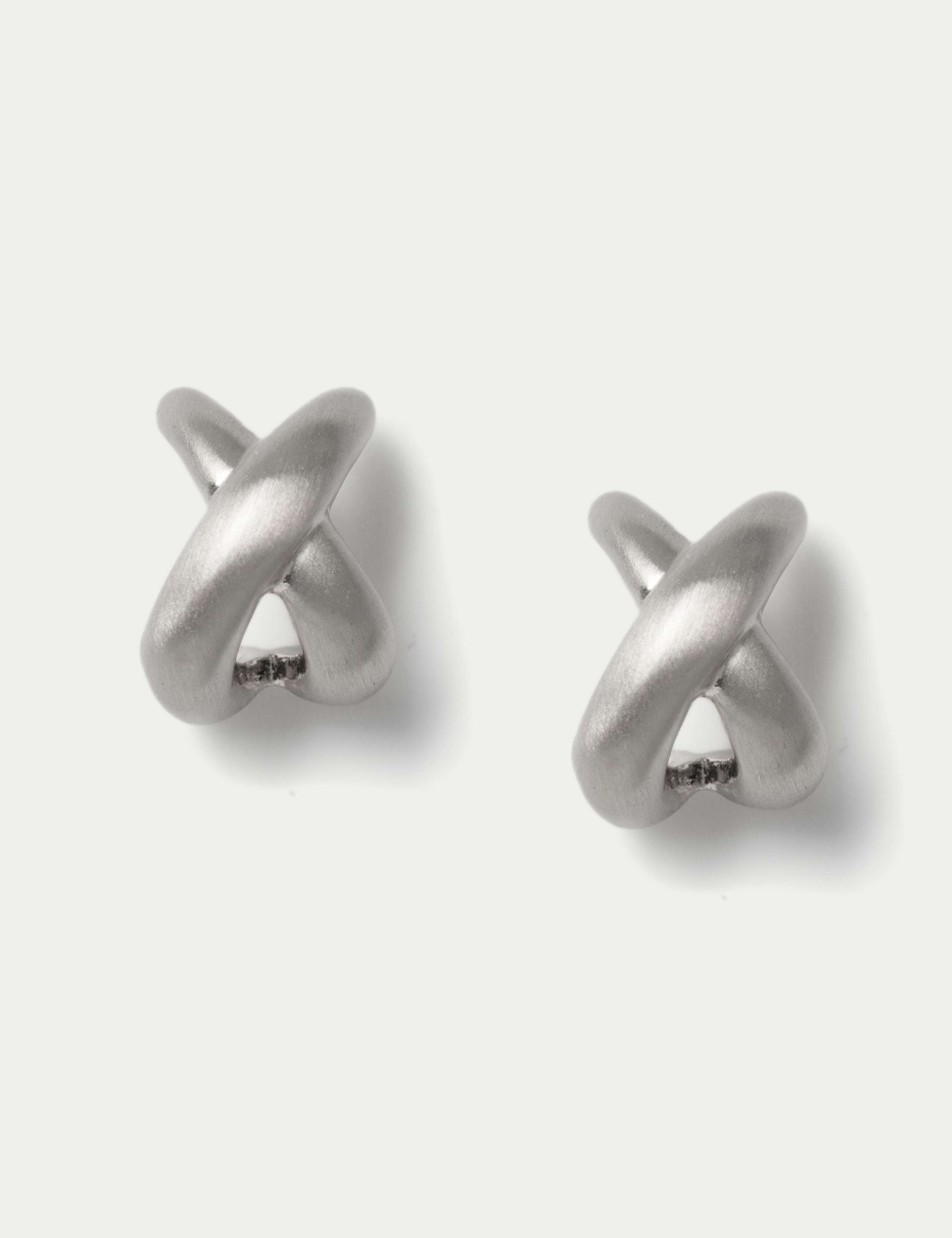 Brushed Mini Cross Stud Earrings