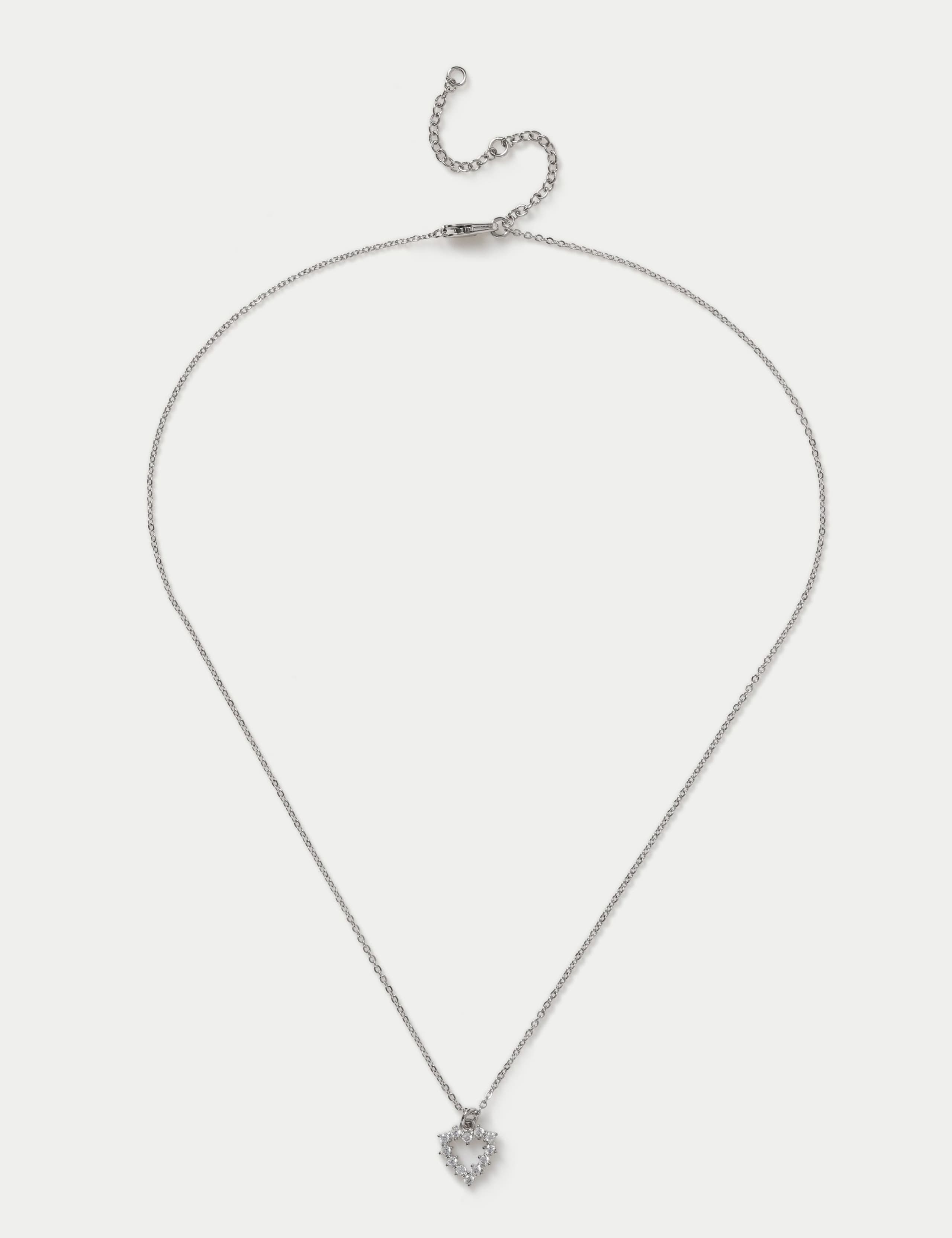 Platinum Cubic Zirconia Heart Necklace