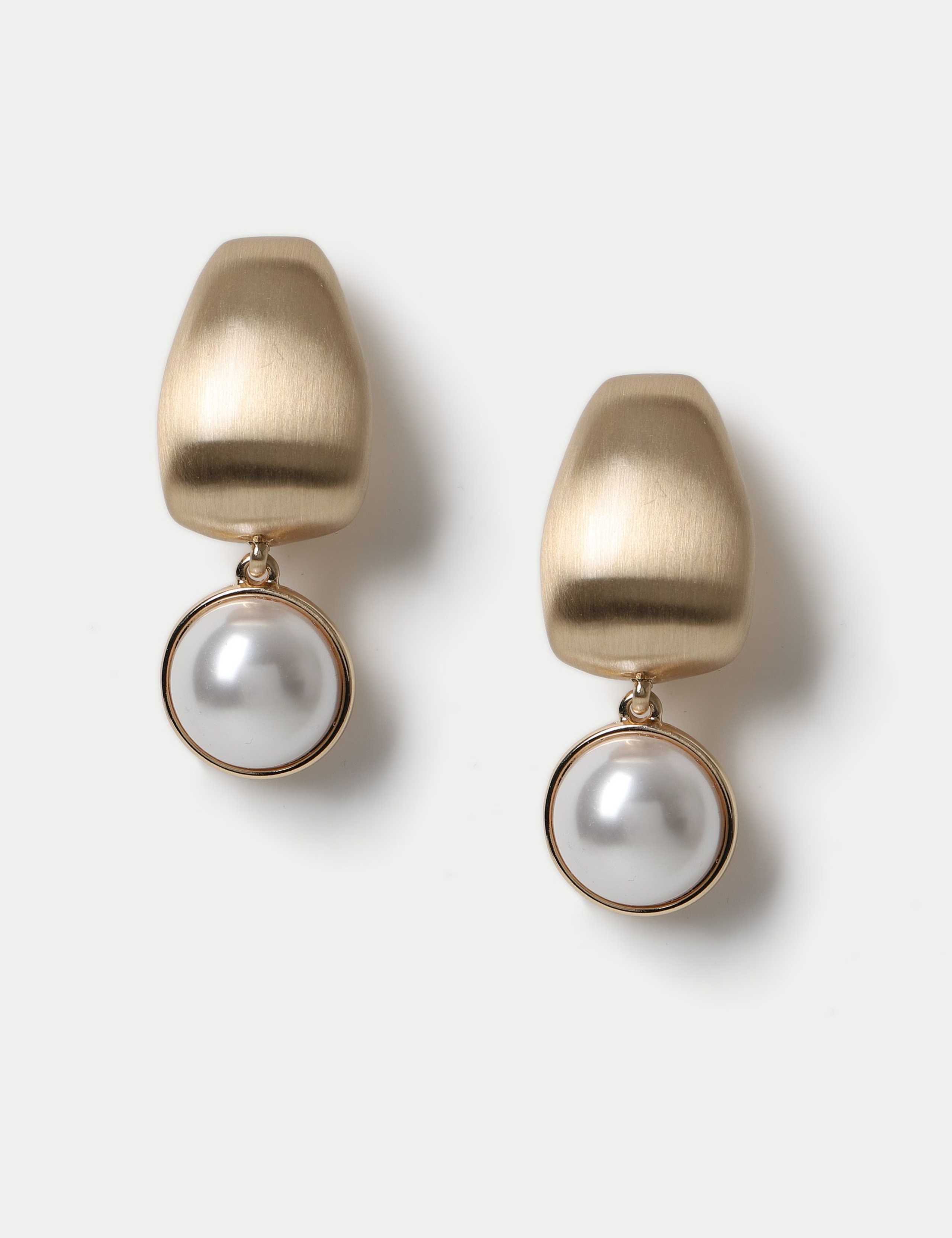 Brushed Pearl Drop Earrings