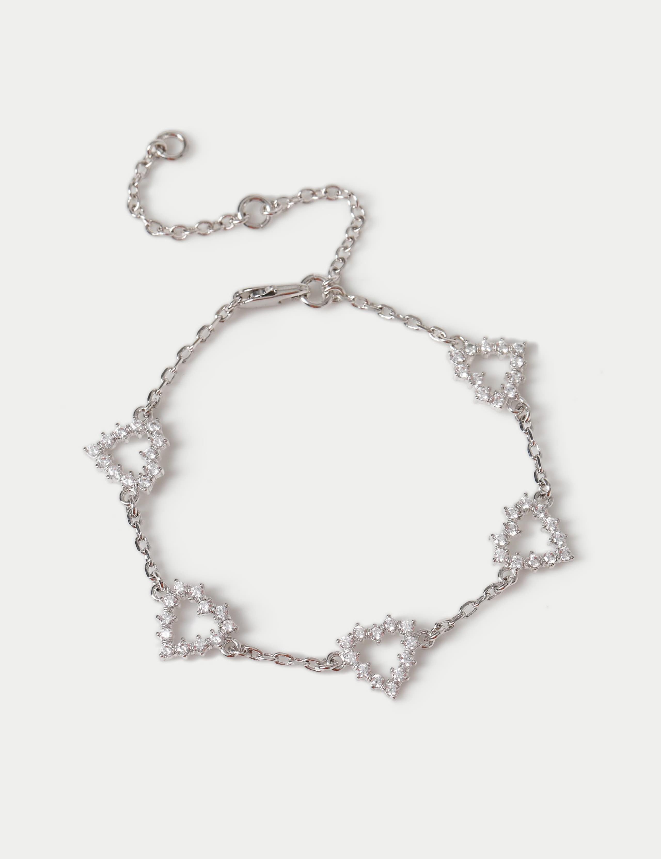 Platinum Cubic Zirconia Heart Wristwear