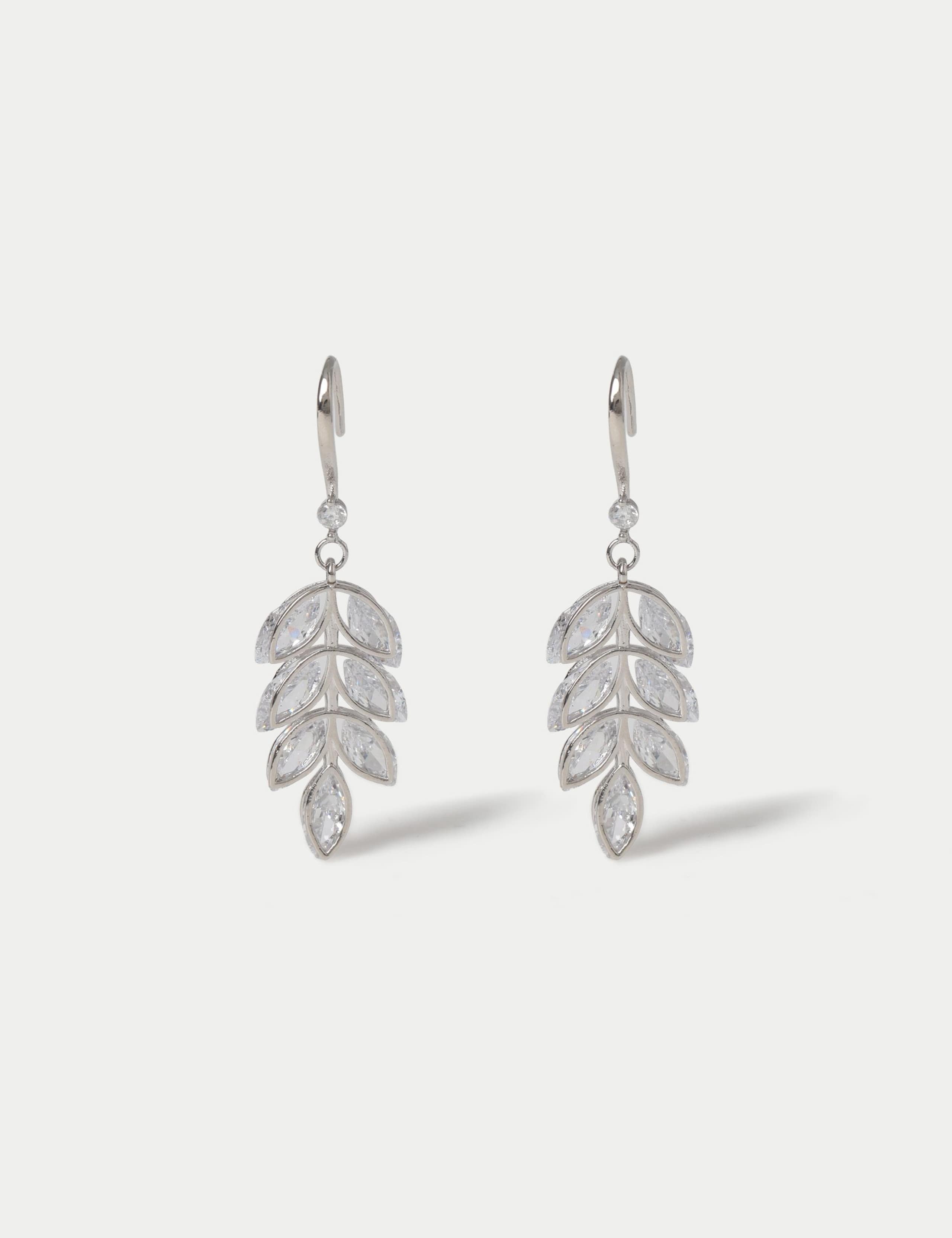Cubic Zirconia Leaf Earrings