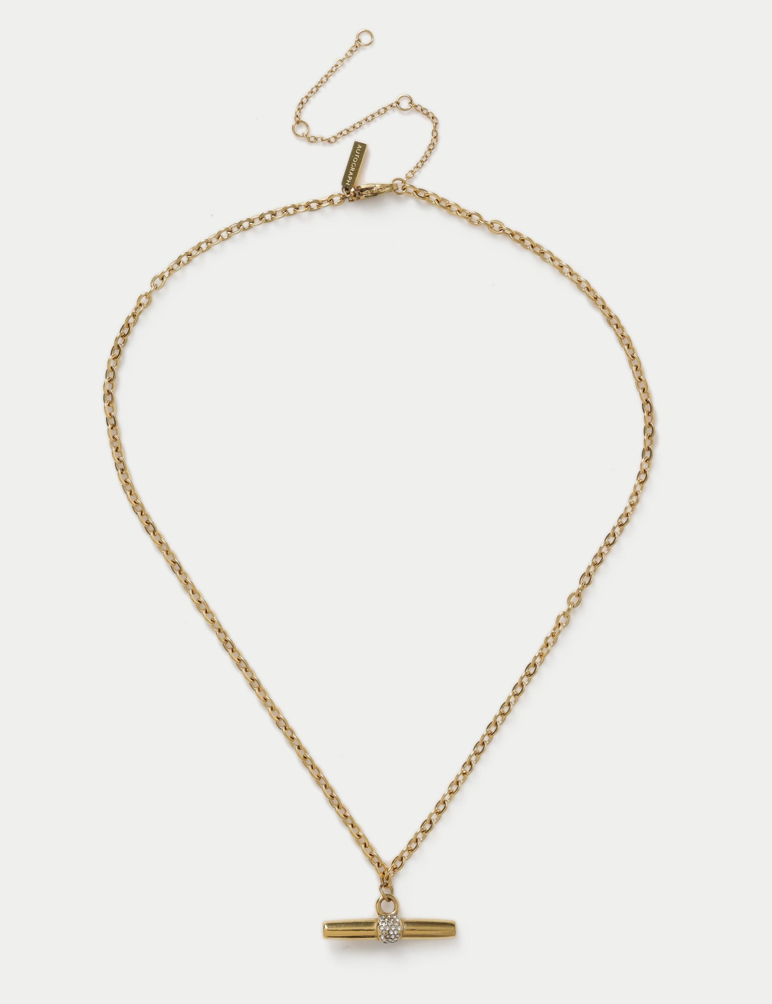 Autograph Pave T Bar Necklace