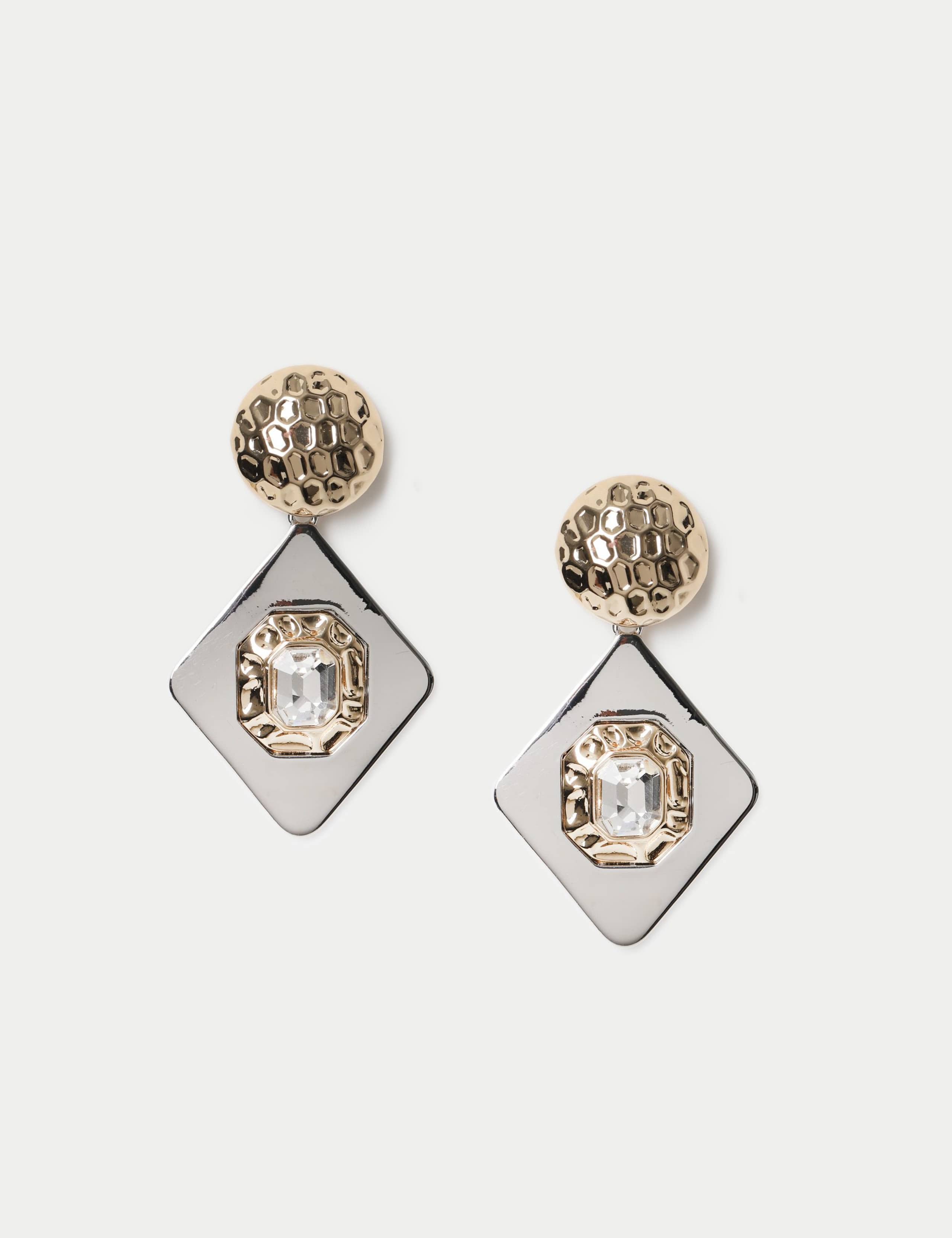Mixed Metal Embellished Drop Earrings