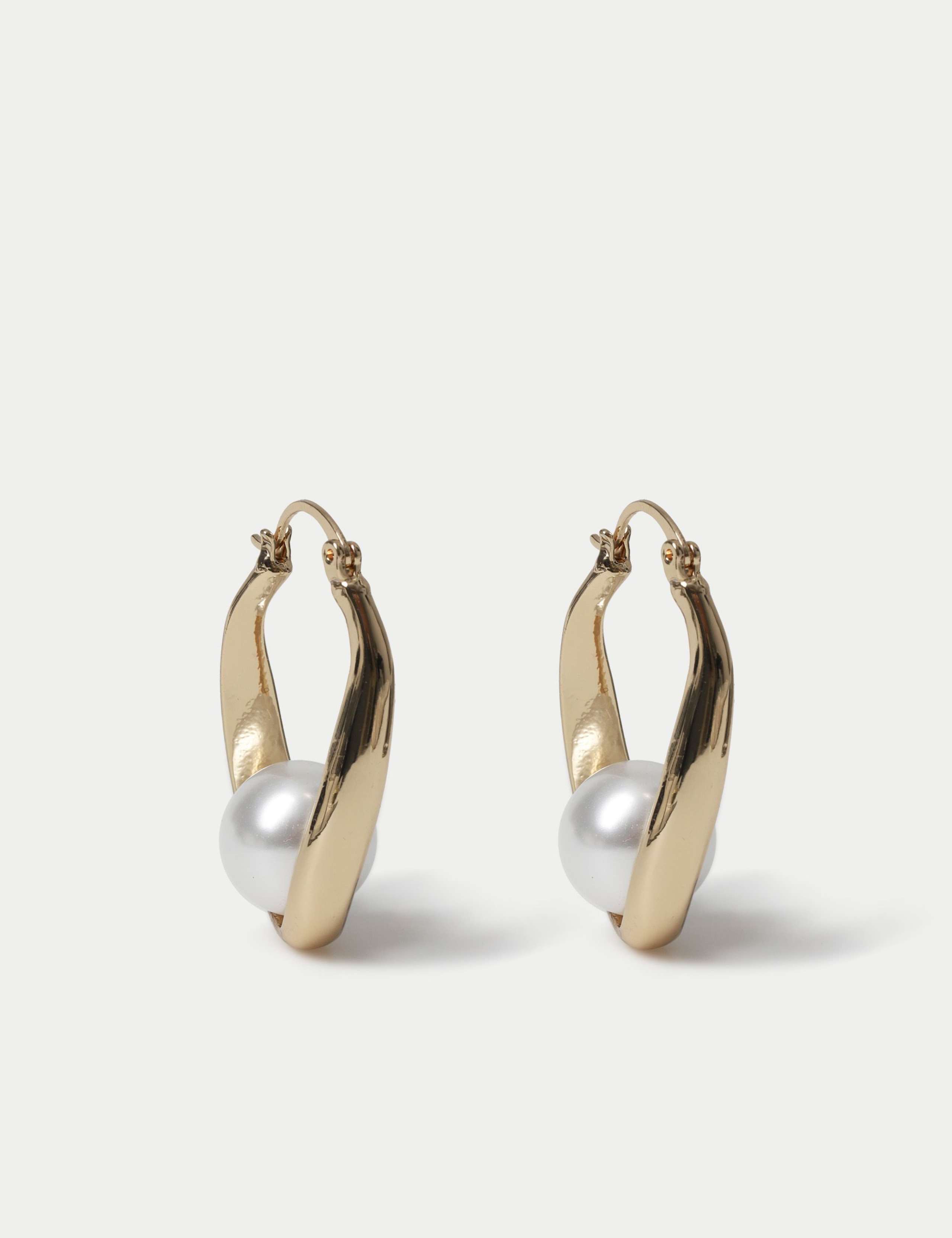 Pearl Detail Hoop Earrings