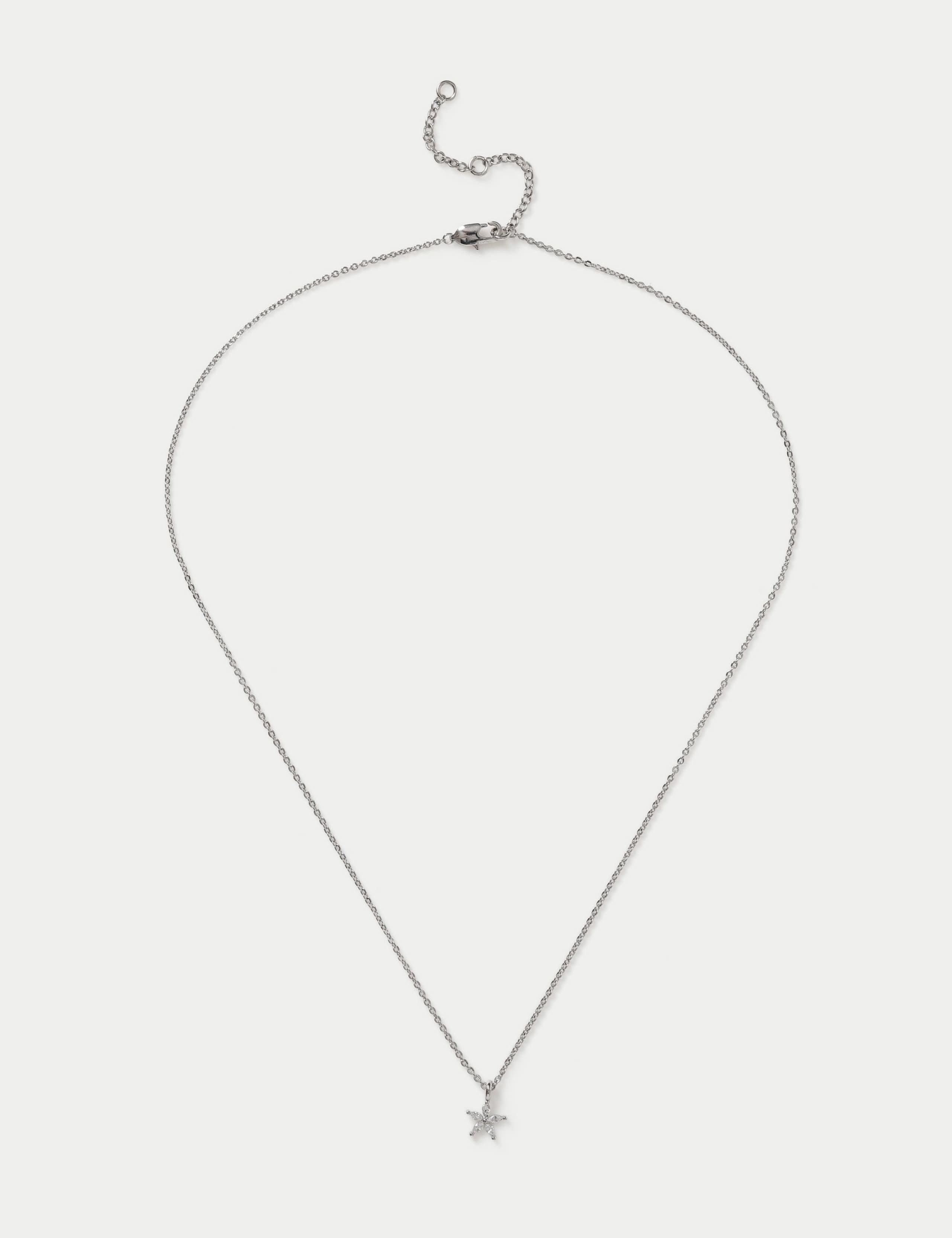 Platinum Cubic Zirconia Flower Necklace