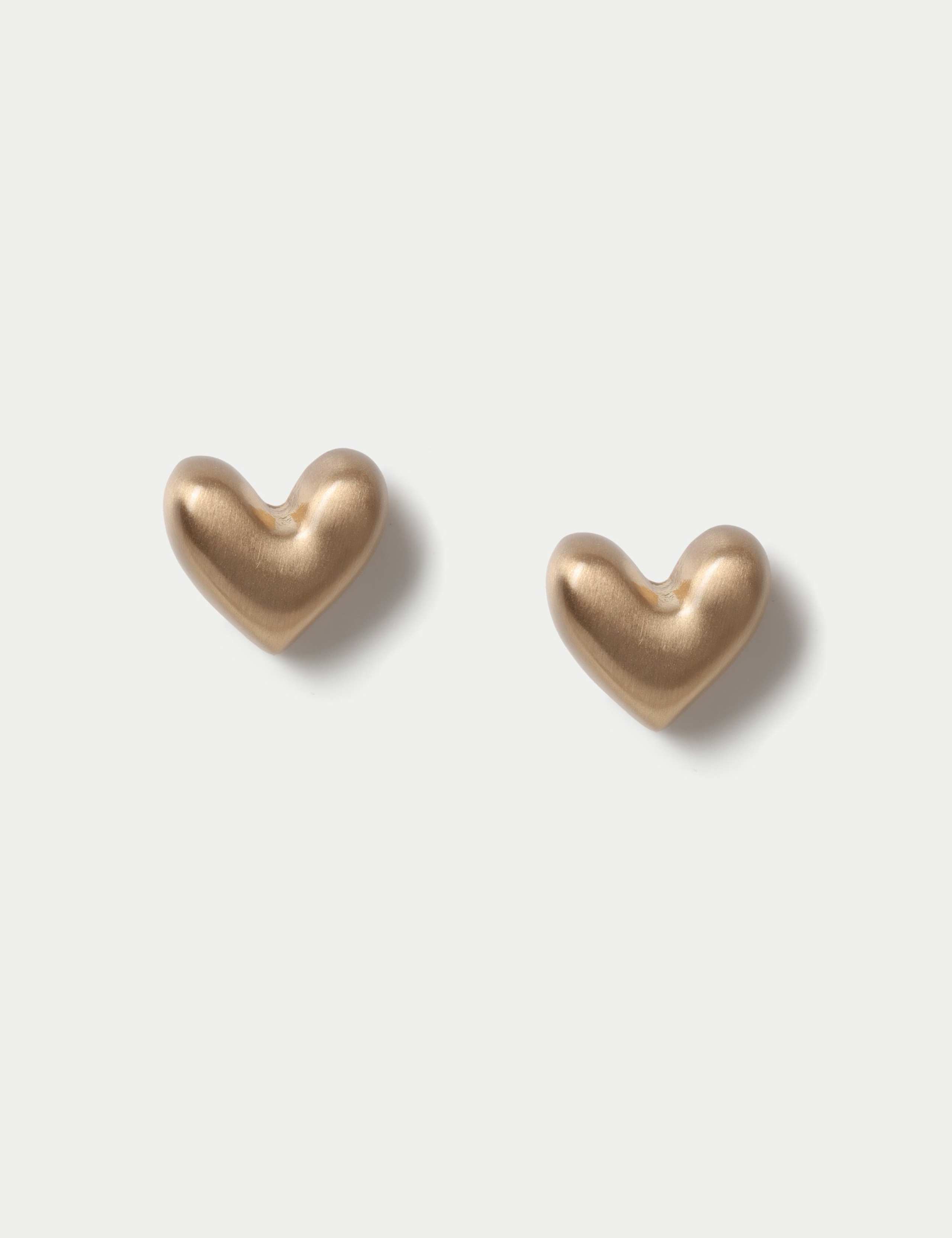 Brushed Heart Stud Earrings