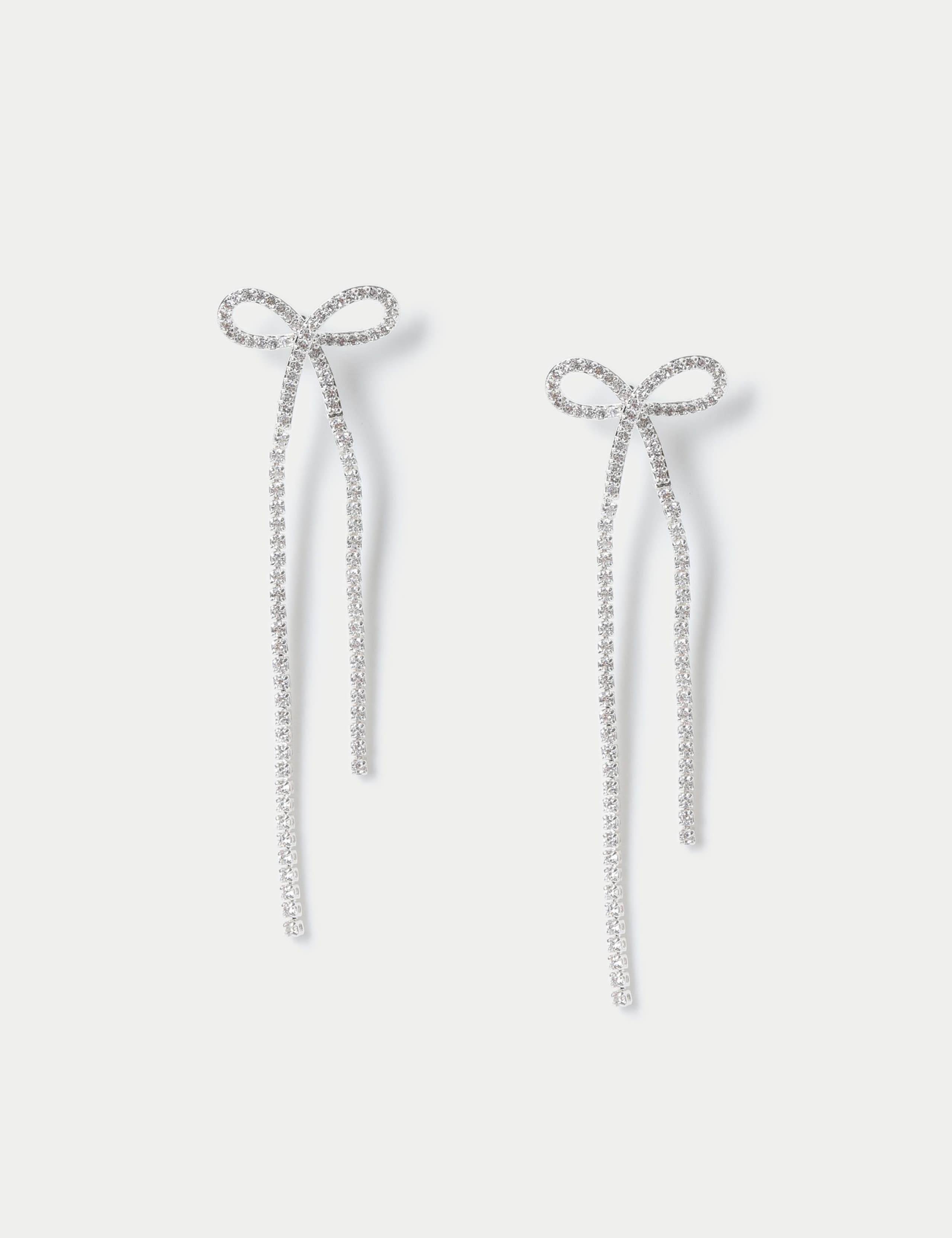Silver Cupchain Chain Bow Drop Earring
