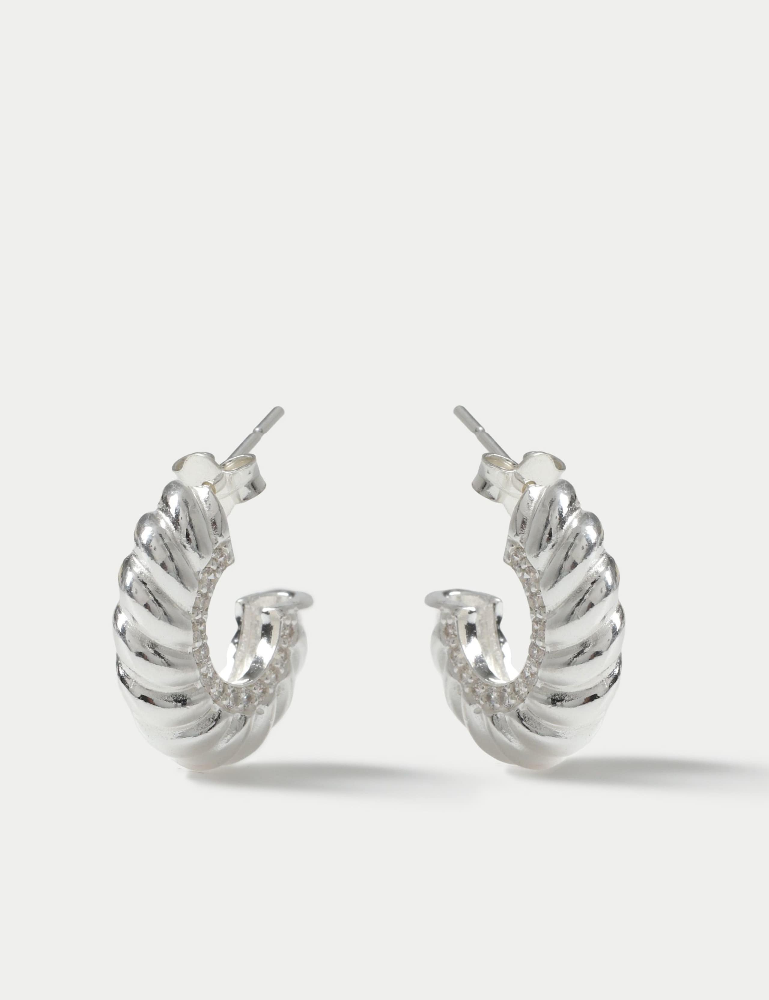 Sterling Silver C Hoop Earrings