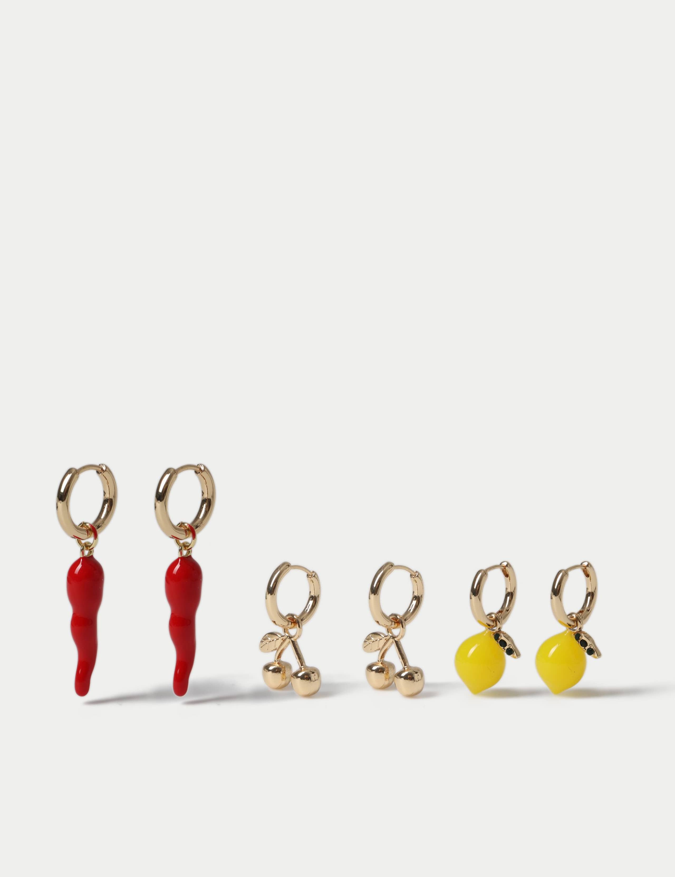 3 Pk Chilli Lemon Drop Earrings