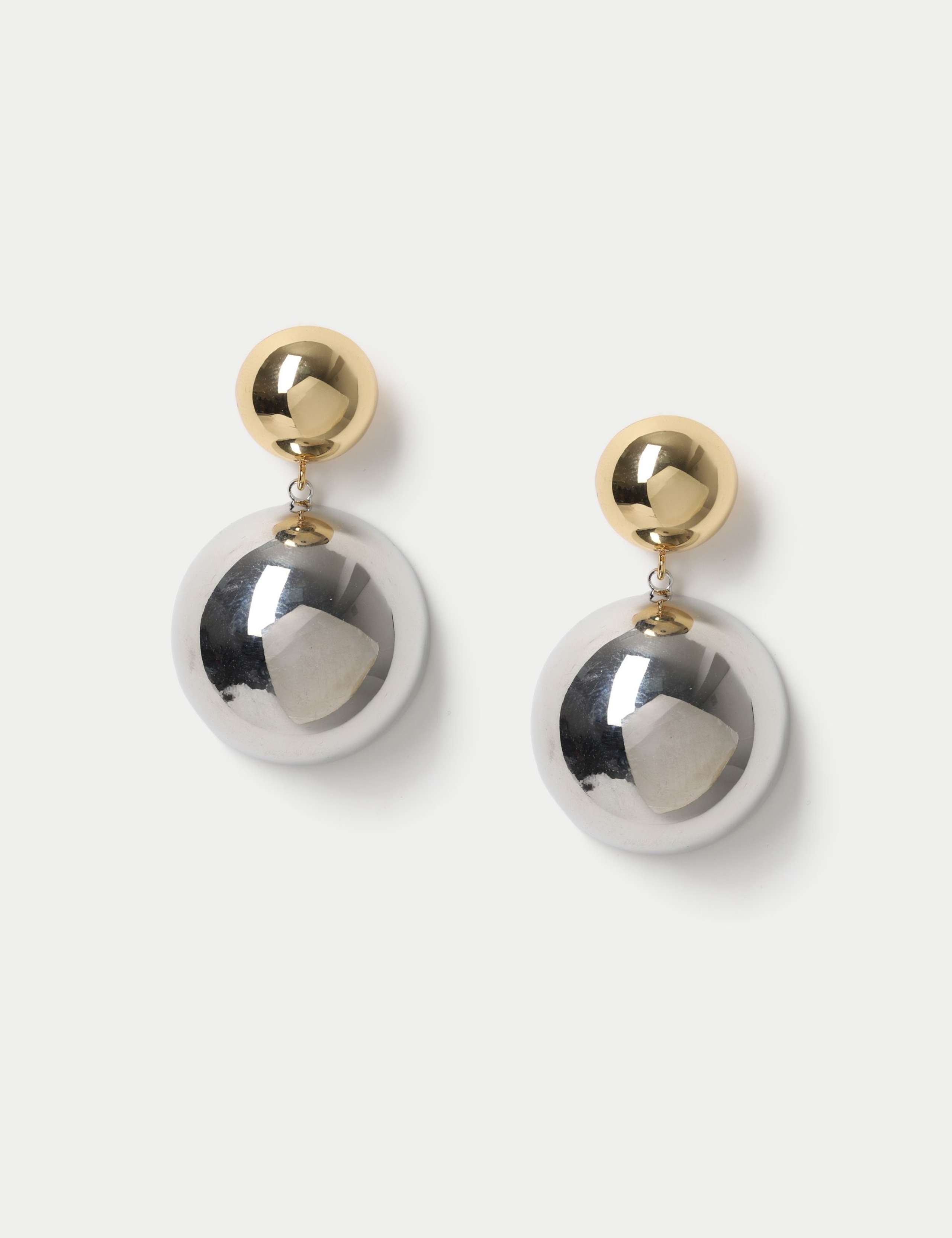 Mixed Metal Sphere Drop Earrings
