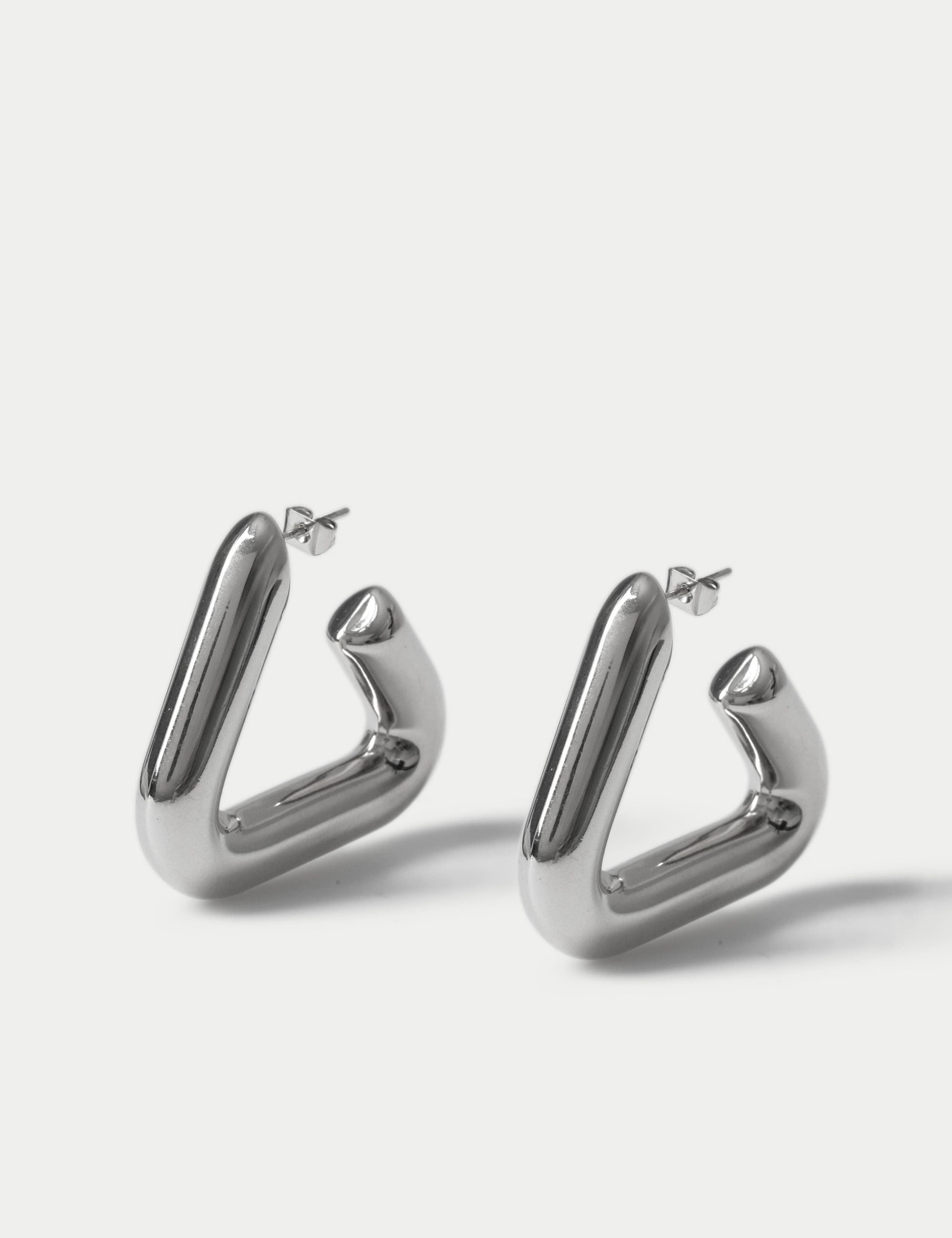 Brass Chubby Triangle Hoop Earrings