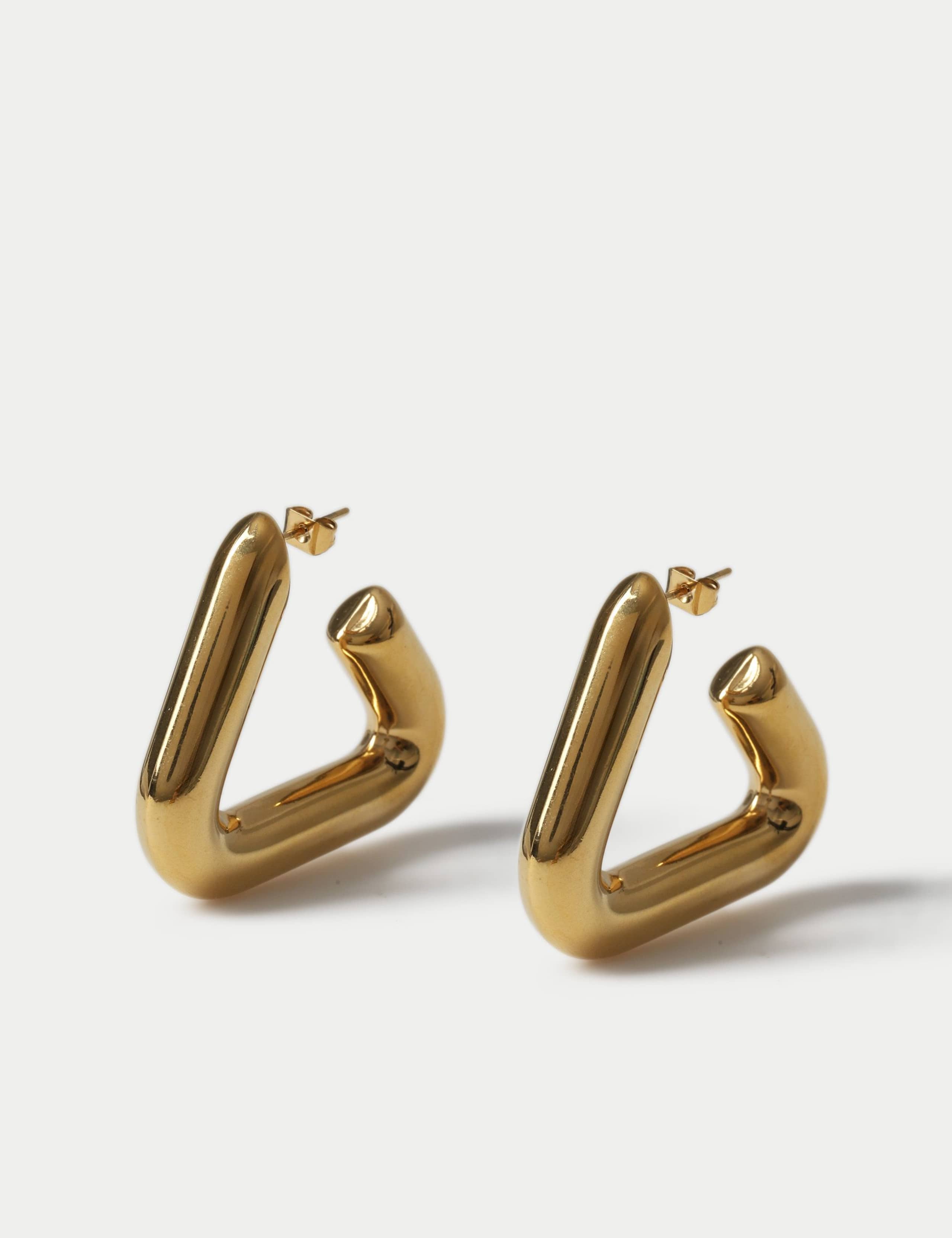 Brass Chubby Triangle Hoop Earrings