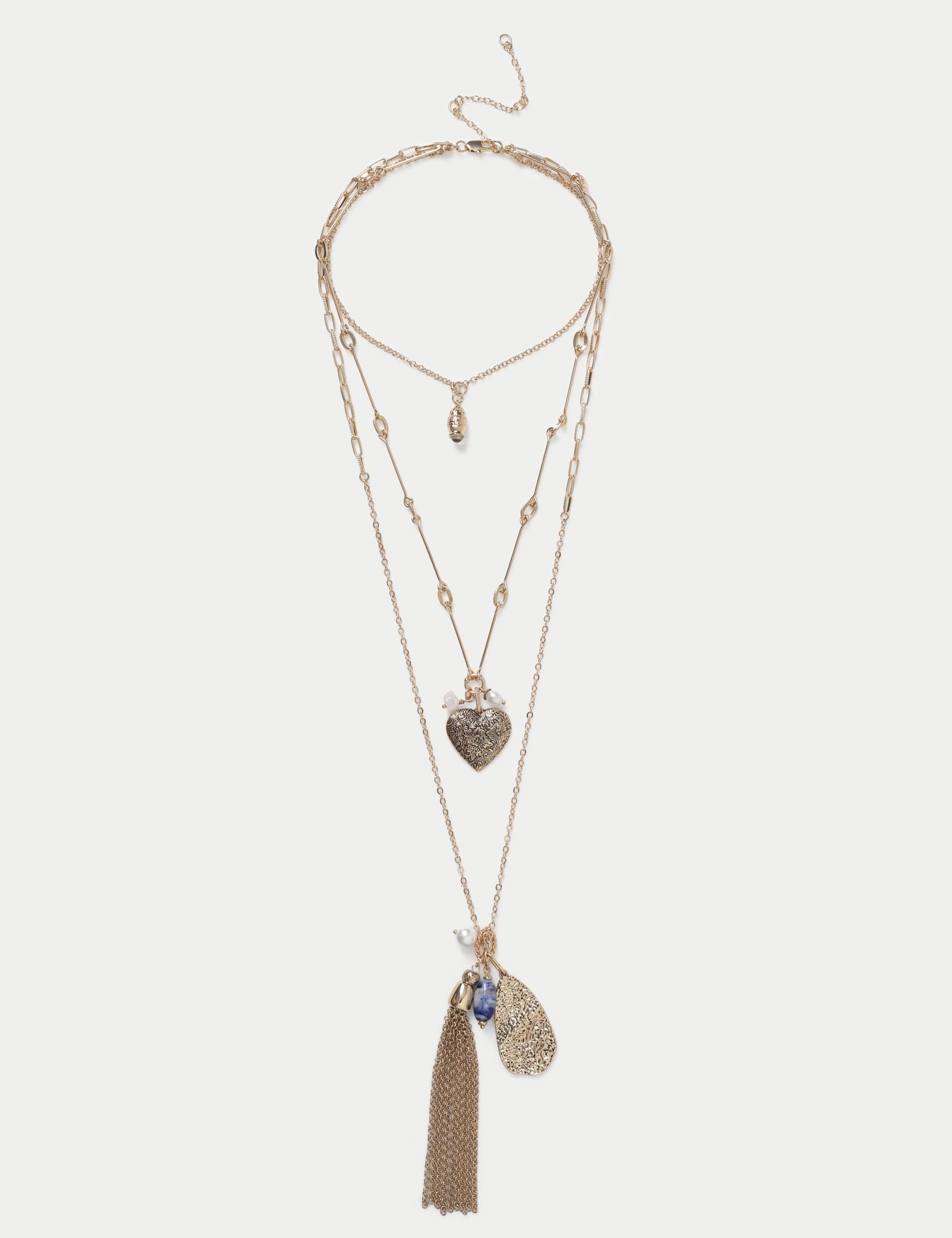 Heart Tassel Multirow Necklace