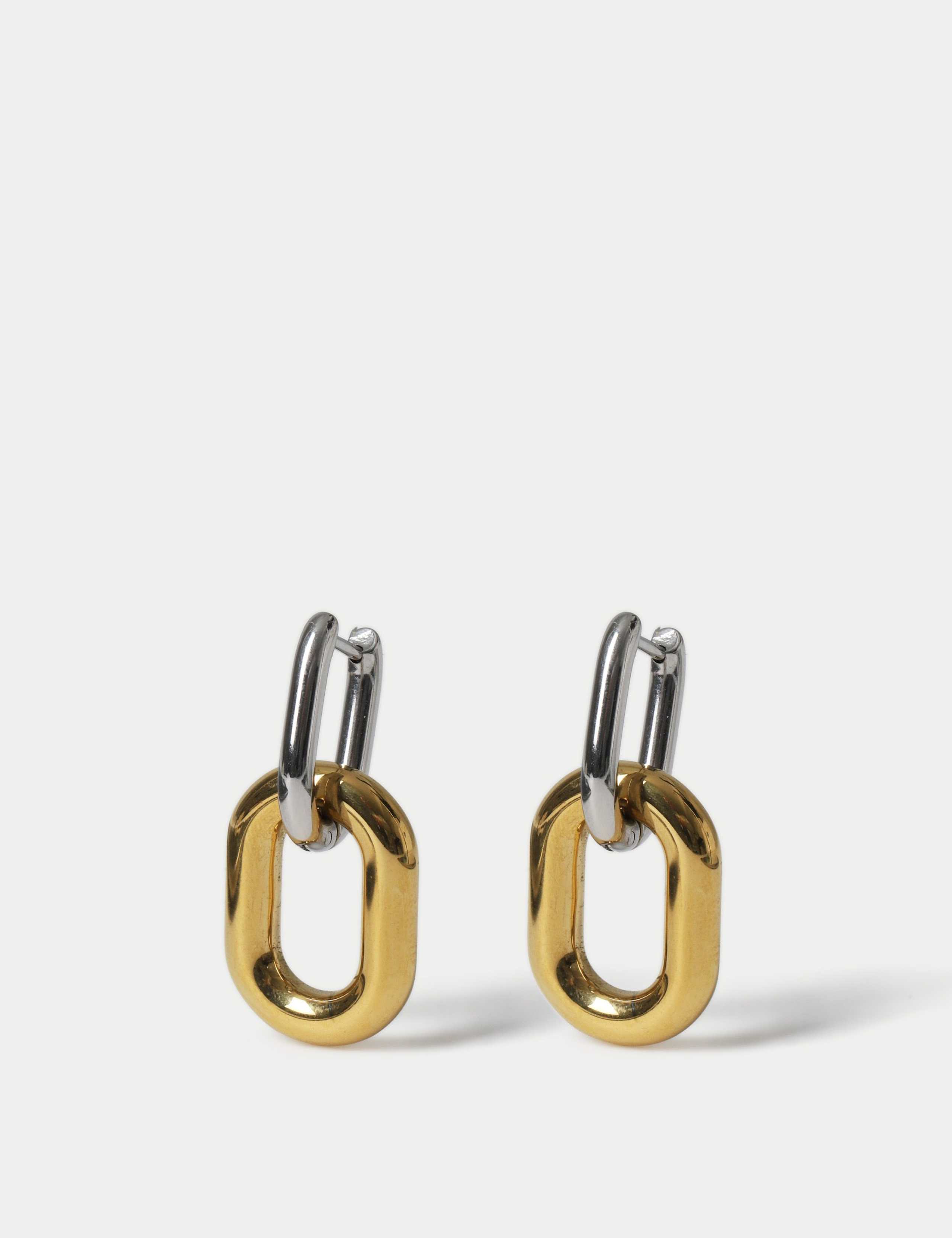 Mixed Metal Link Drop Earrings