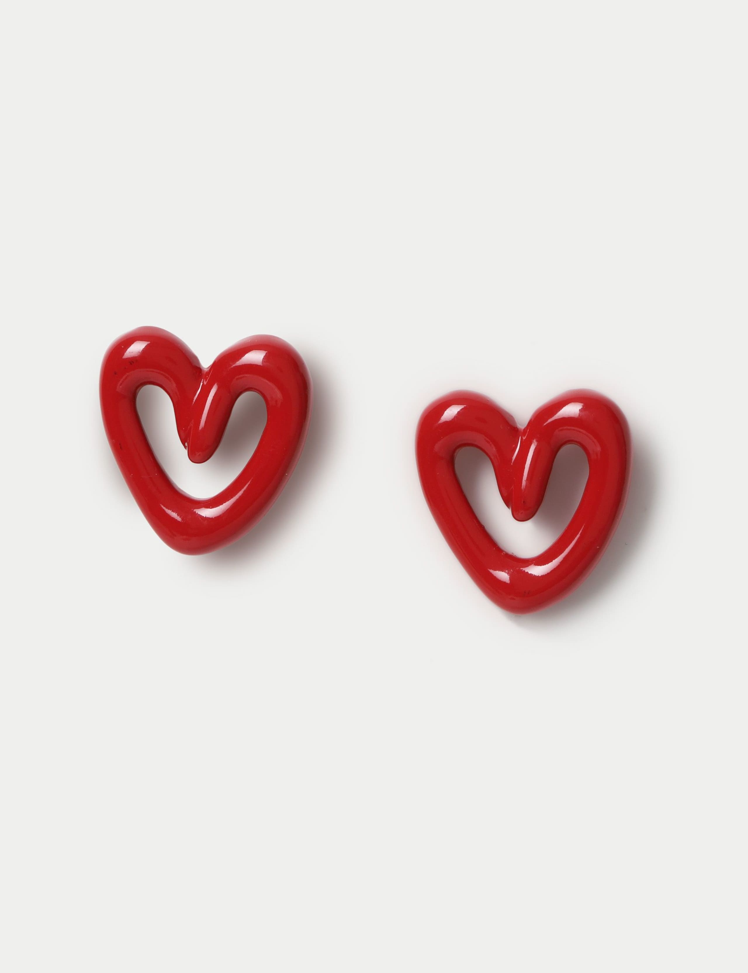 Open Heart Stud Earrings
