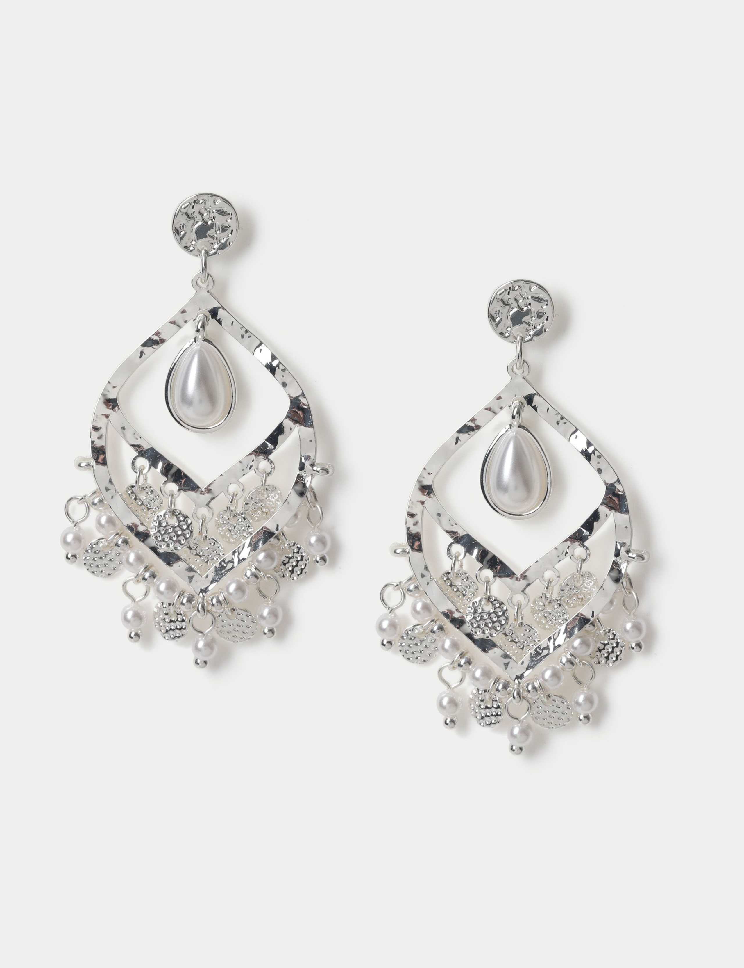 Pearl Tone Chandelier Earrings