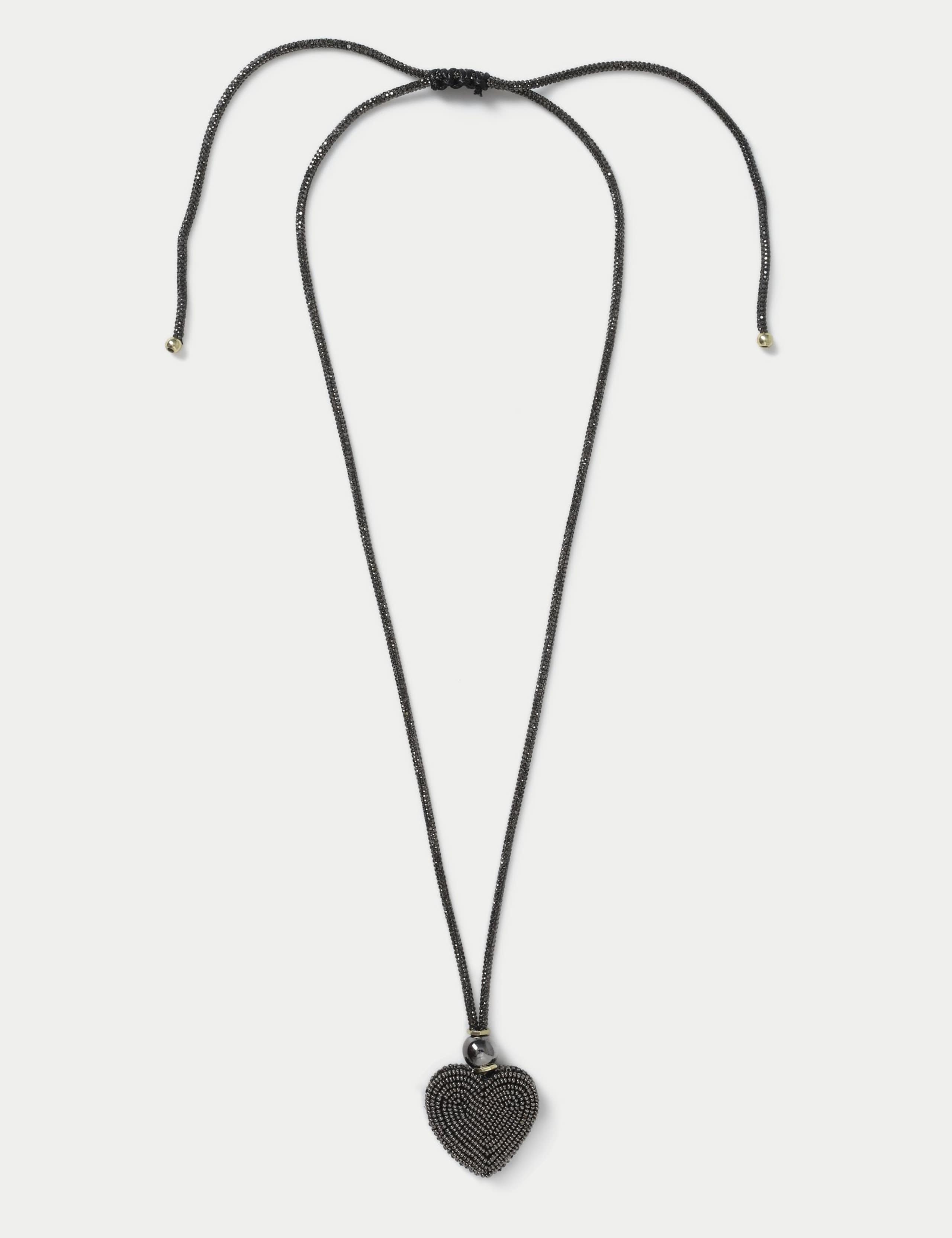 Beaded Heart Long Pendant Necklace