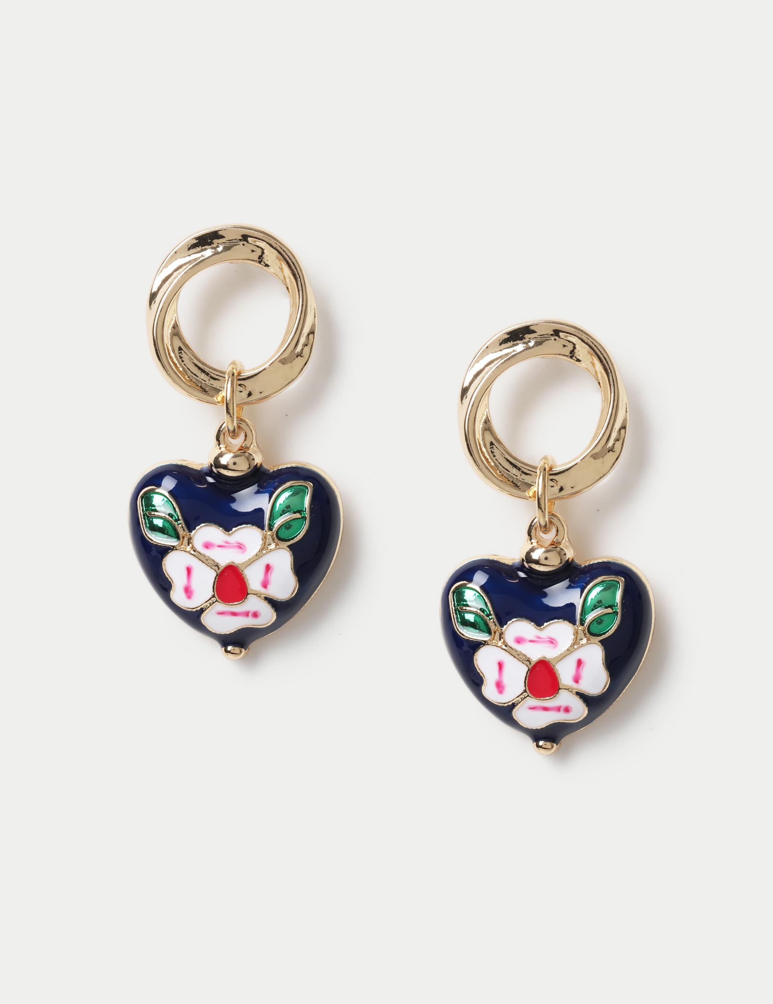 Enamel Heart Drop Earrings