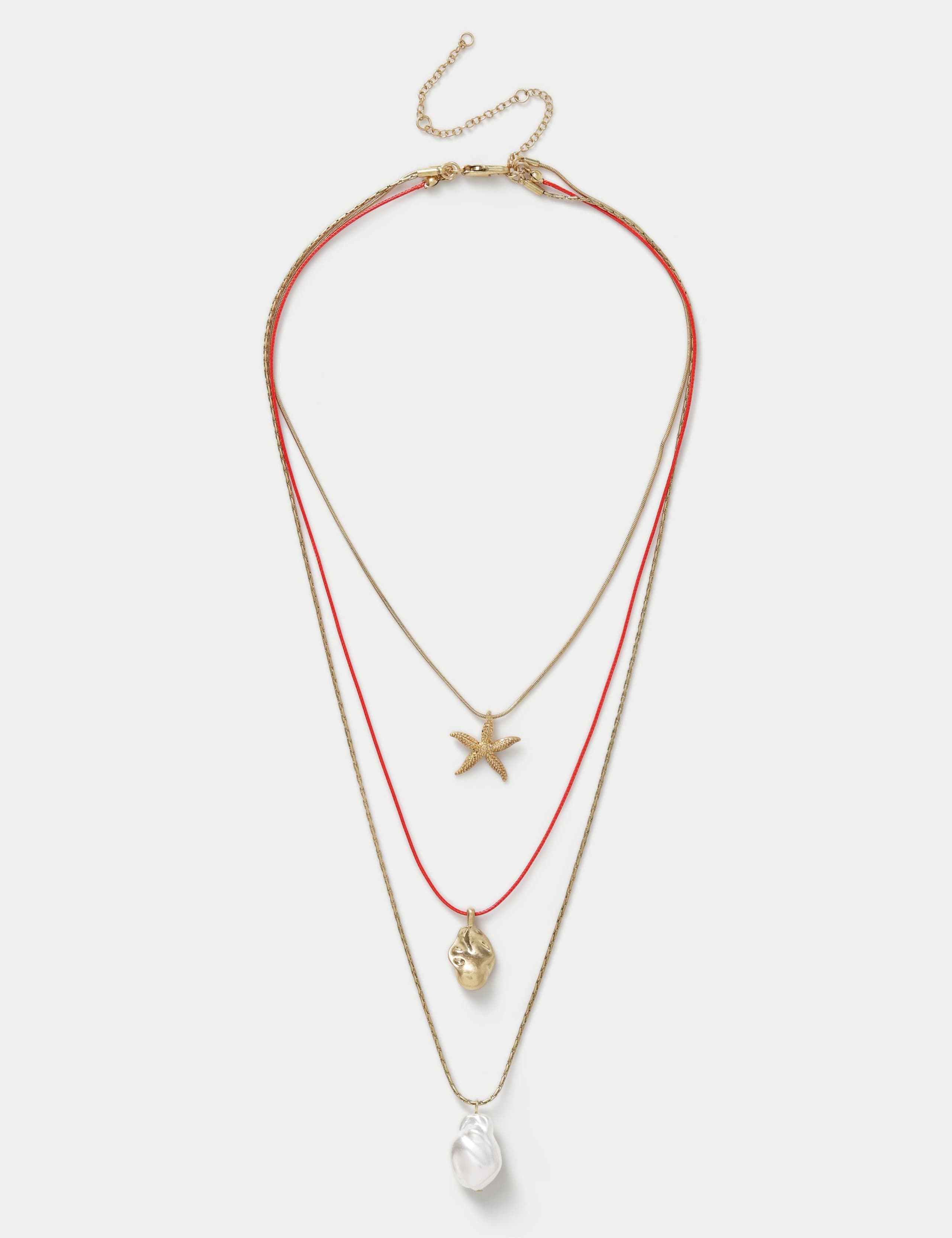Multirow Starfish Pendant Necklace
