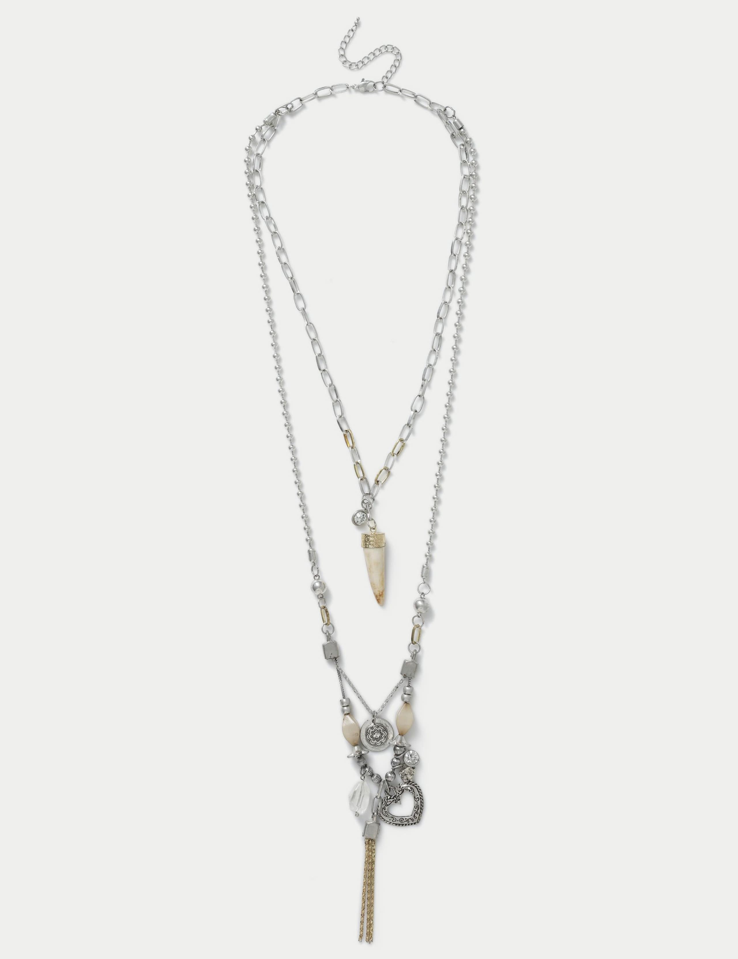 Multirow Tusk Long Pendant Necklace
