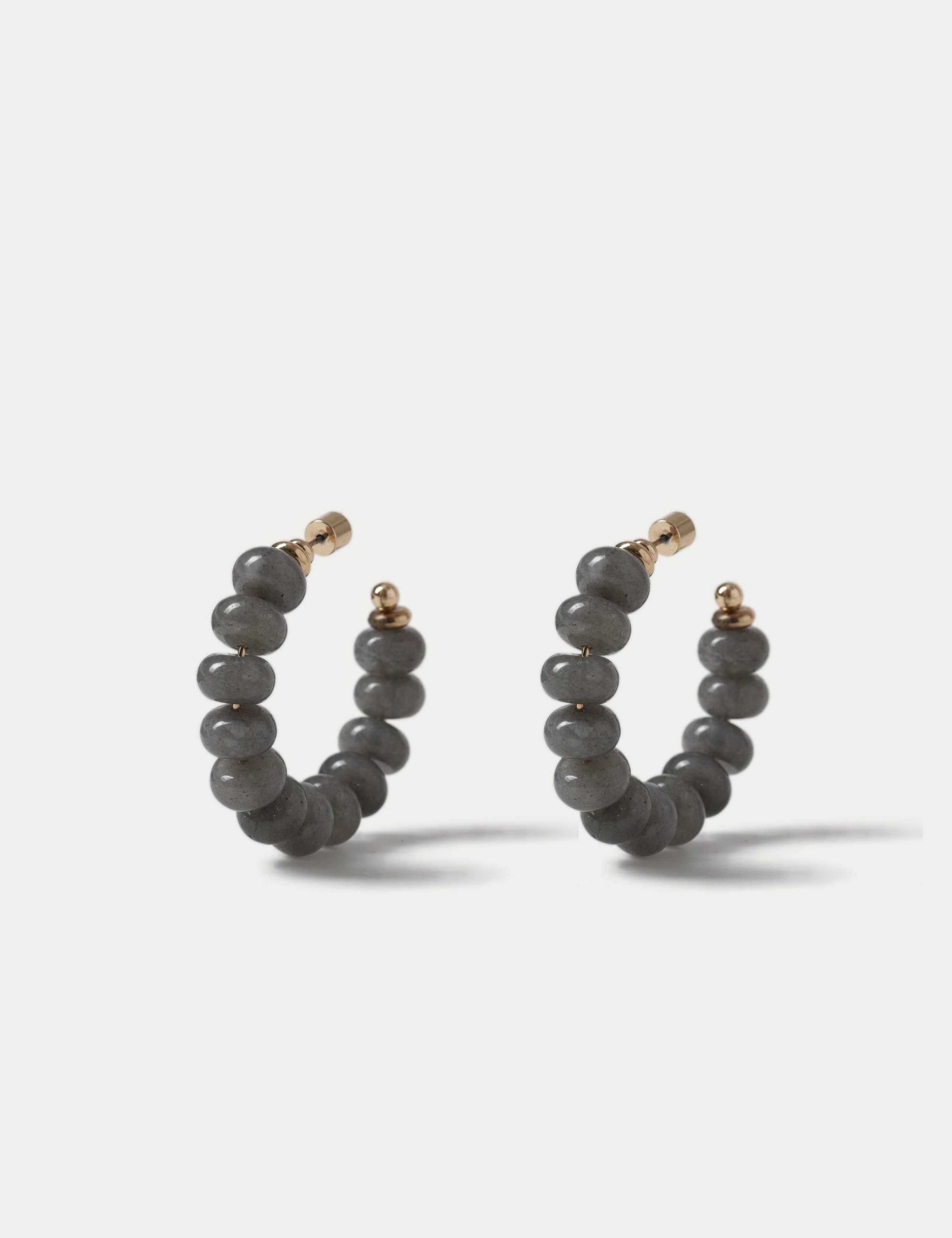 Faceted Natural Stone Hoop Earrings