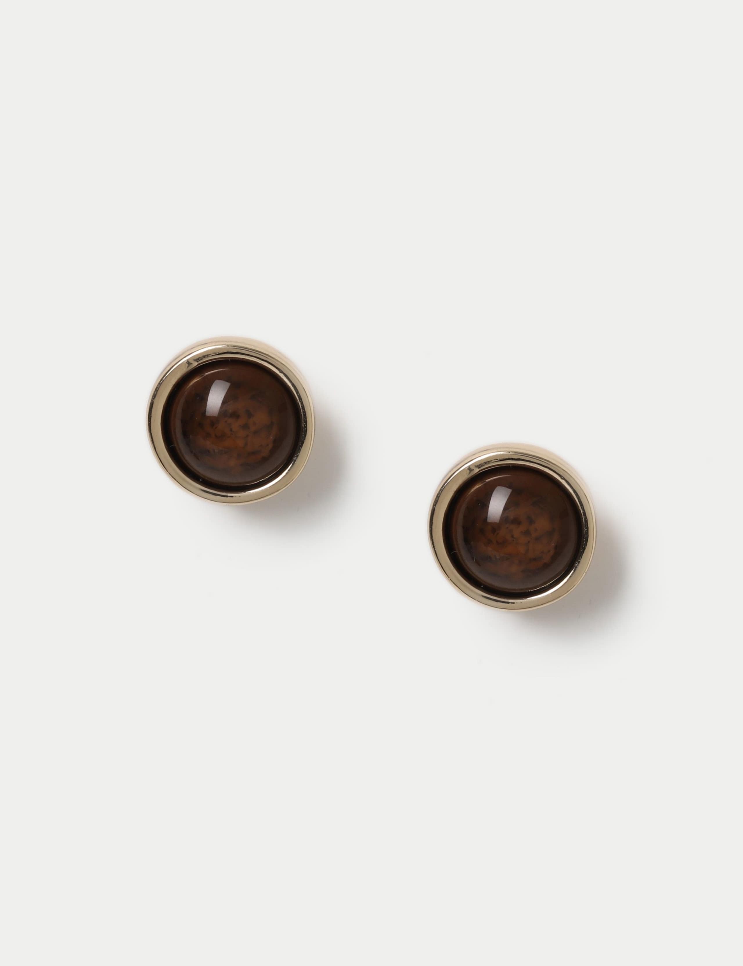 Brown Circle Stud Earrings