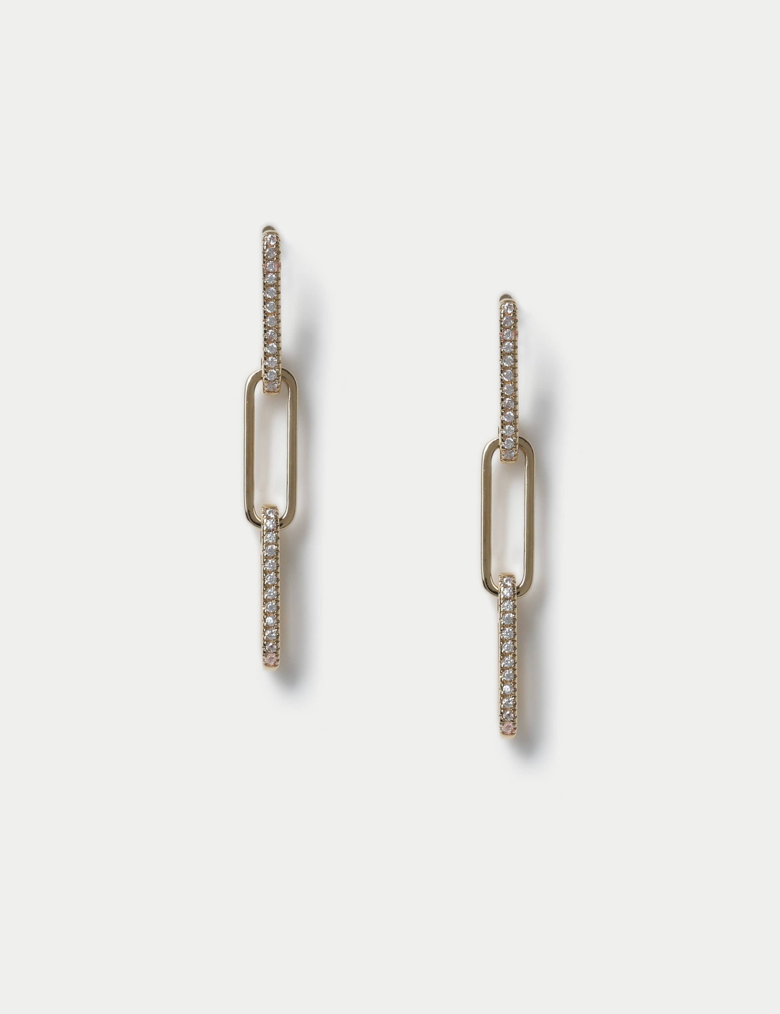 14k Gold Plated Link Drop Earrings