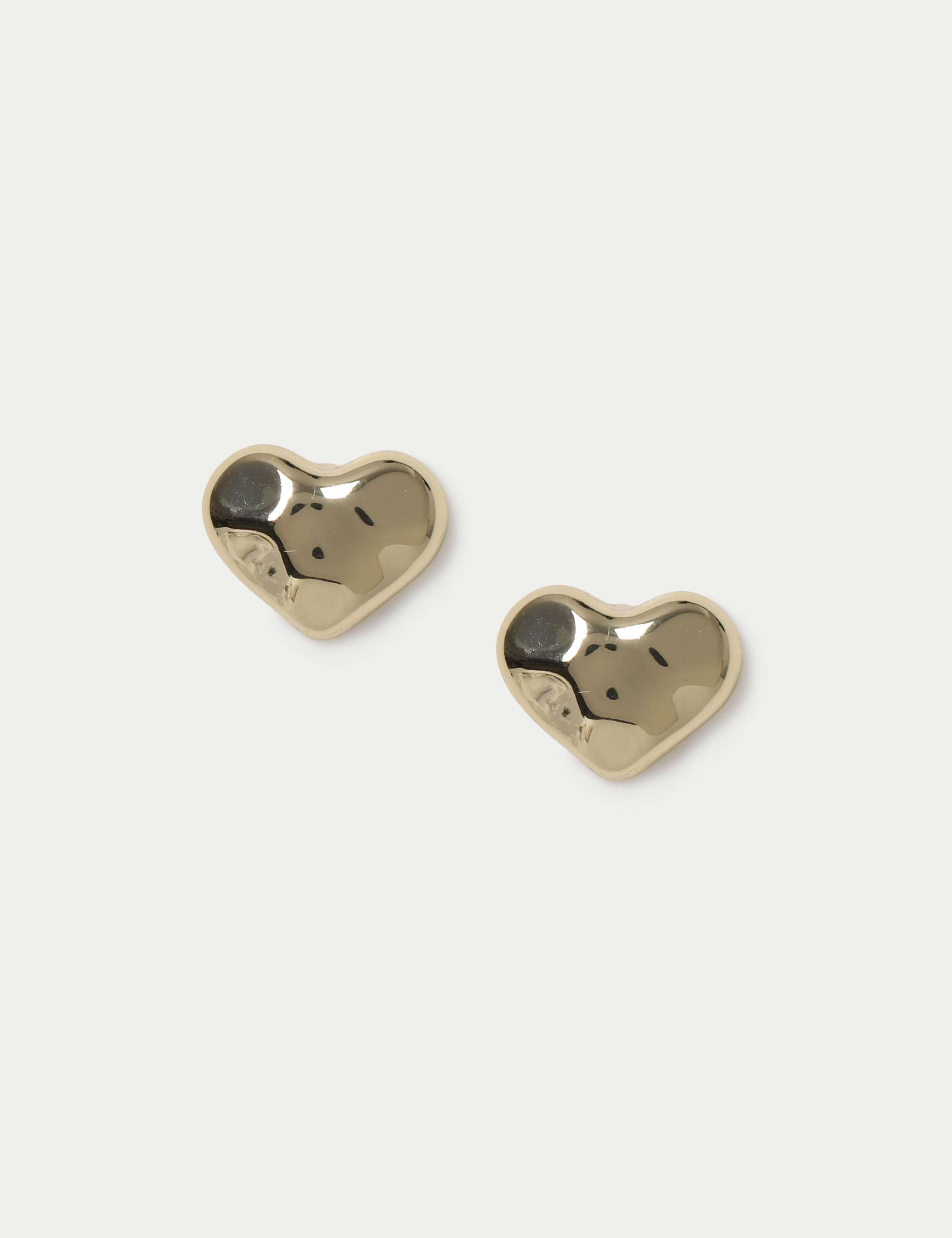 14ct Gold Plated Heart Stud Earrings