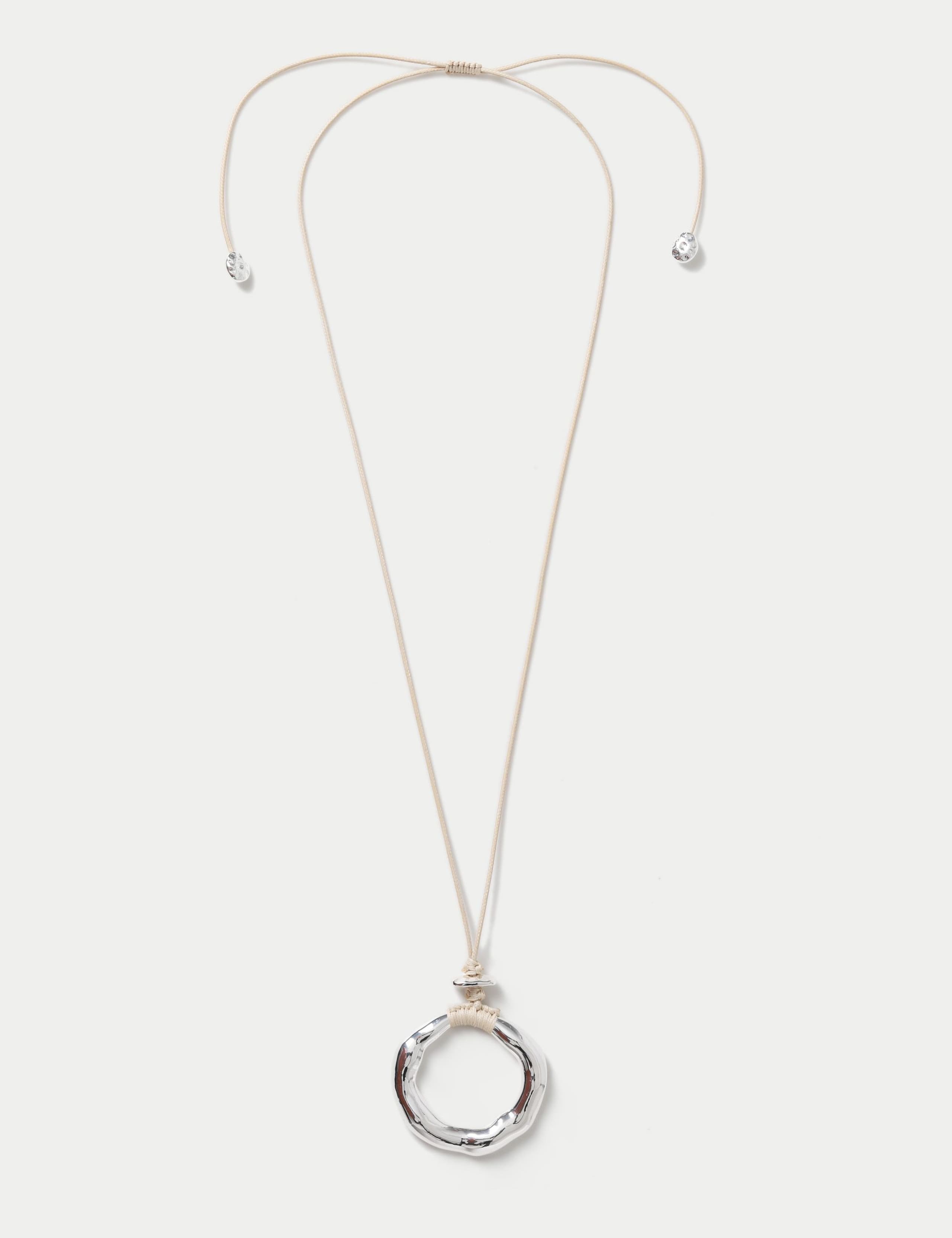 Molten Circle Pendant Cord Necklace