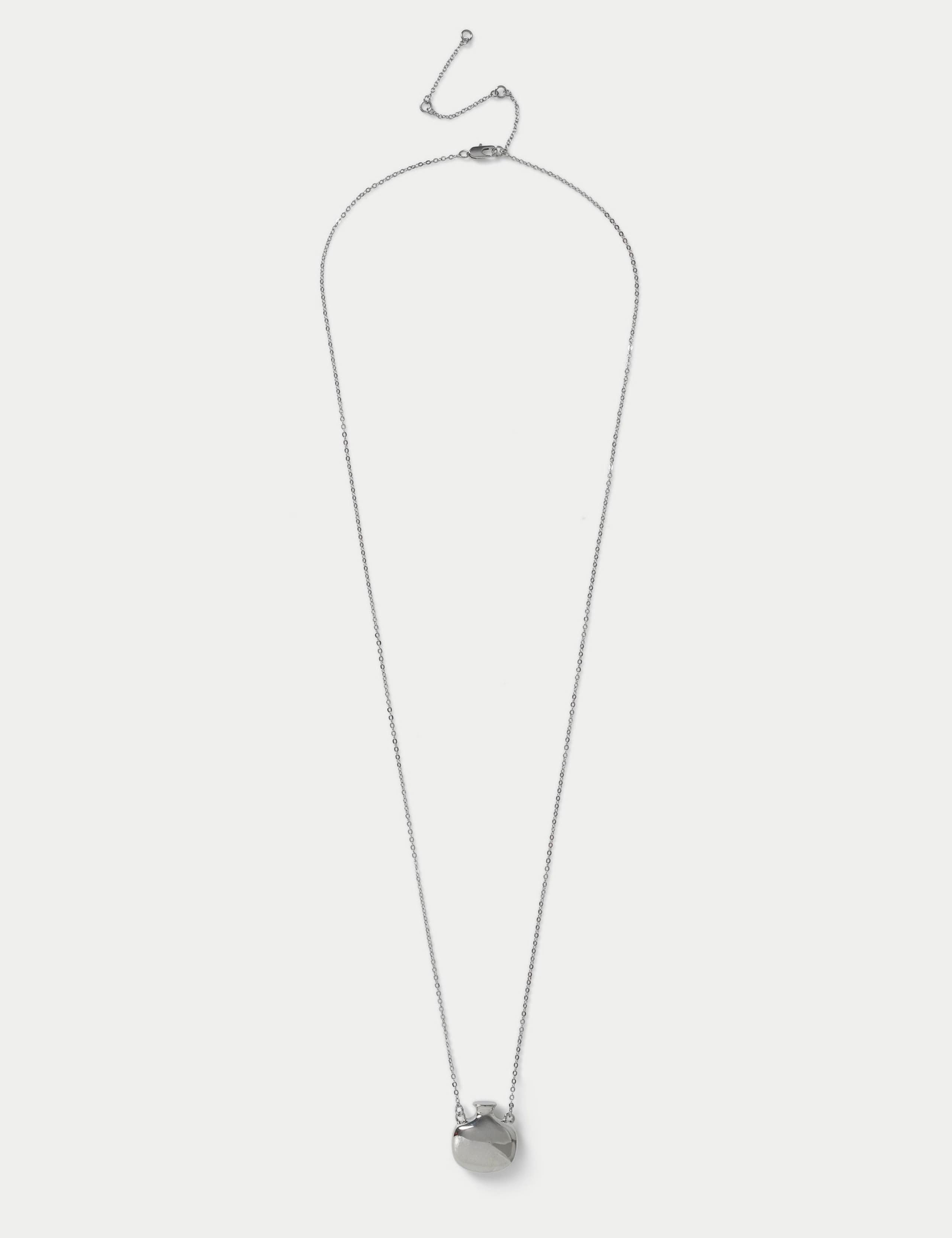 Long Puff Circle Pendant Necklace