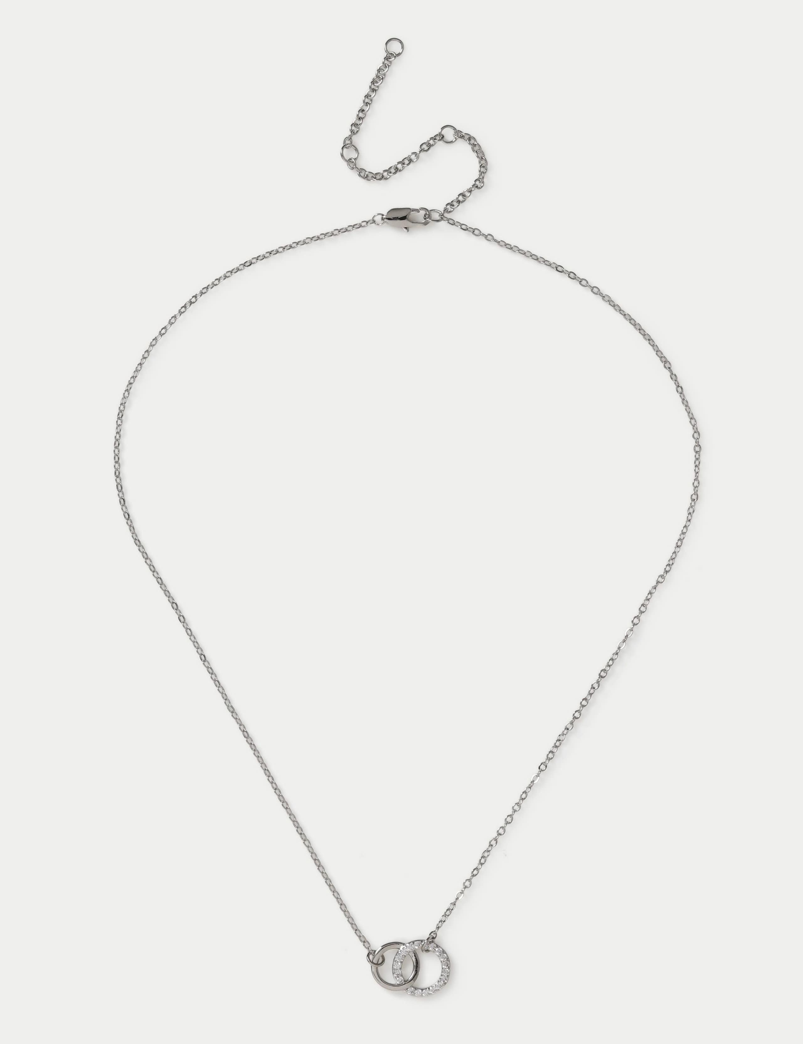 Platinum Plated Twin Circle Necklace